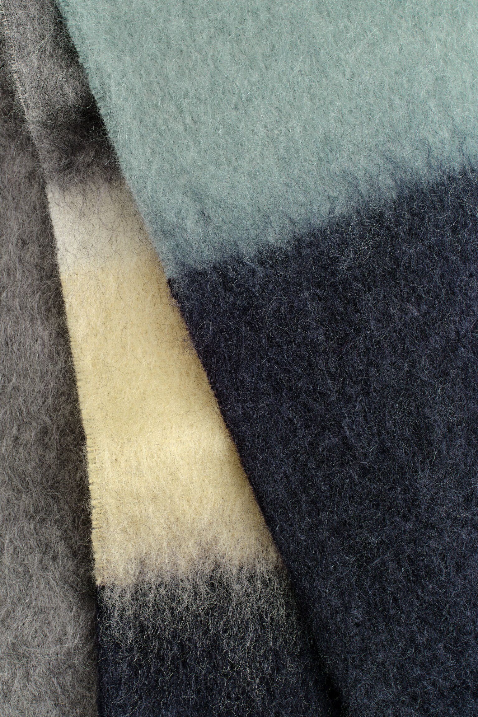 FRINGED MOHAIR SCARF - NAVY / CREAM / GREY - 4