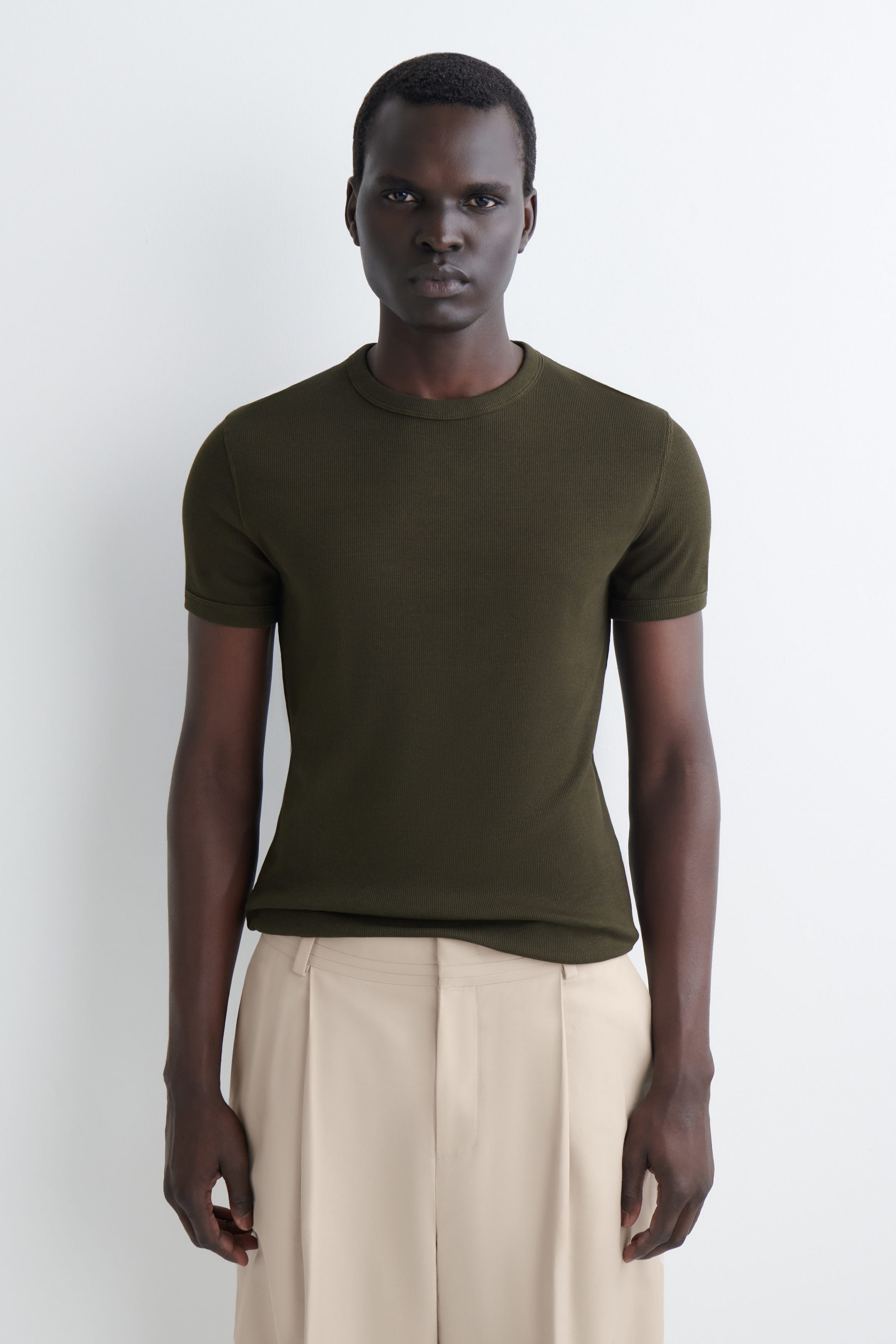 SLIM RIBBED COTTON T-SHIRT