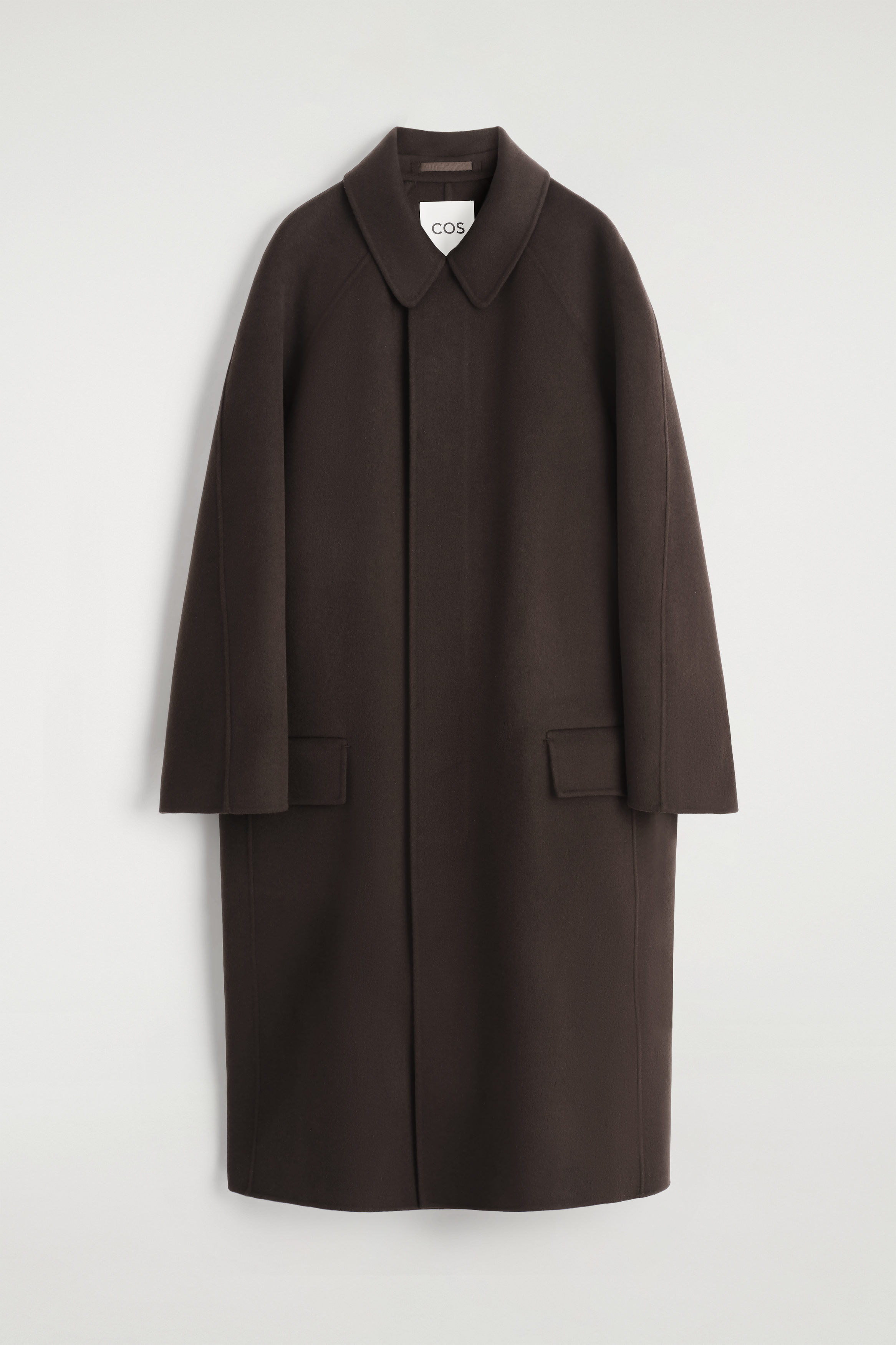 DOUBLE-FACED WOOL LONG CAR COAT - CHOCOLATE | COS