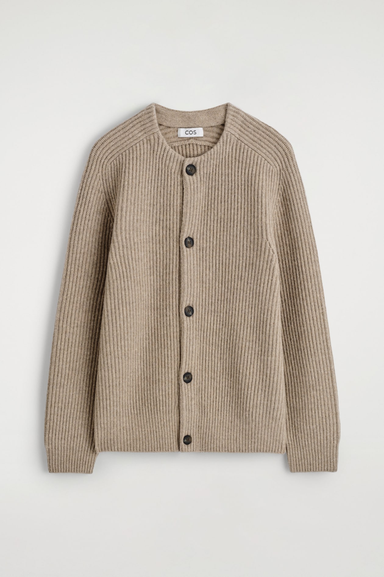 RIBBED WOOL CREW-NECK SWEATER — CAMEL MÉLANGE