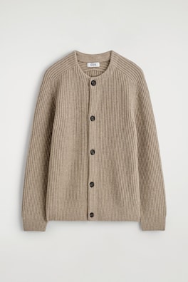 RIBBED WOOL CREW-NECK SWEATER — CAMEL MÉLANGE 2