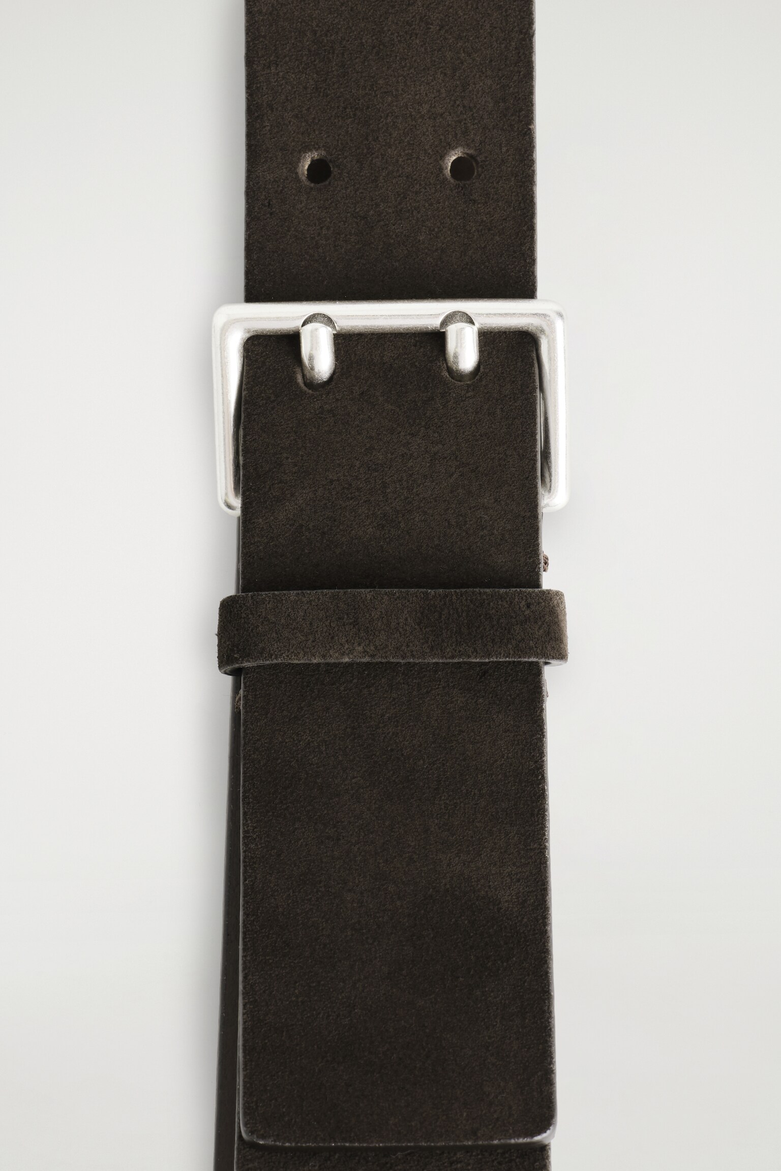 CEINTURE EN DAIM À DOUBLE ARDILLON - BRUN/BLEU MARINE/CAPPUCCINO - 3