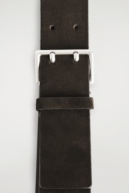 DOUBLE-PRONG SUEDE BELT — BROWN 2