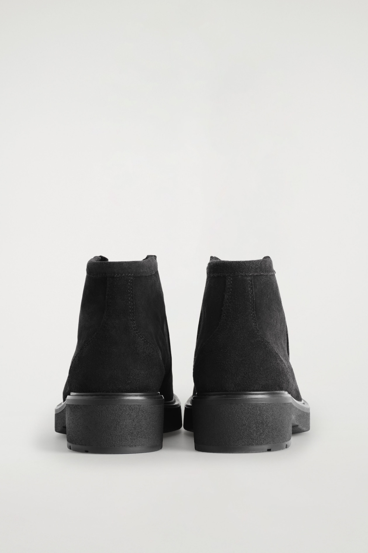 LACE-UP SUEDE ANKLE BOOTS — BLACK