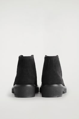 LACE-UP SUEDE ANKLE BOOTS — BLACK 1