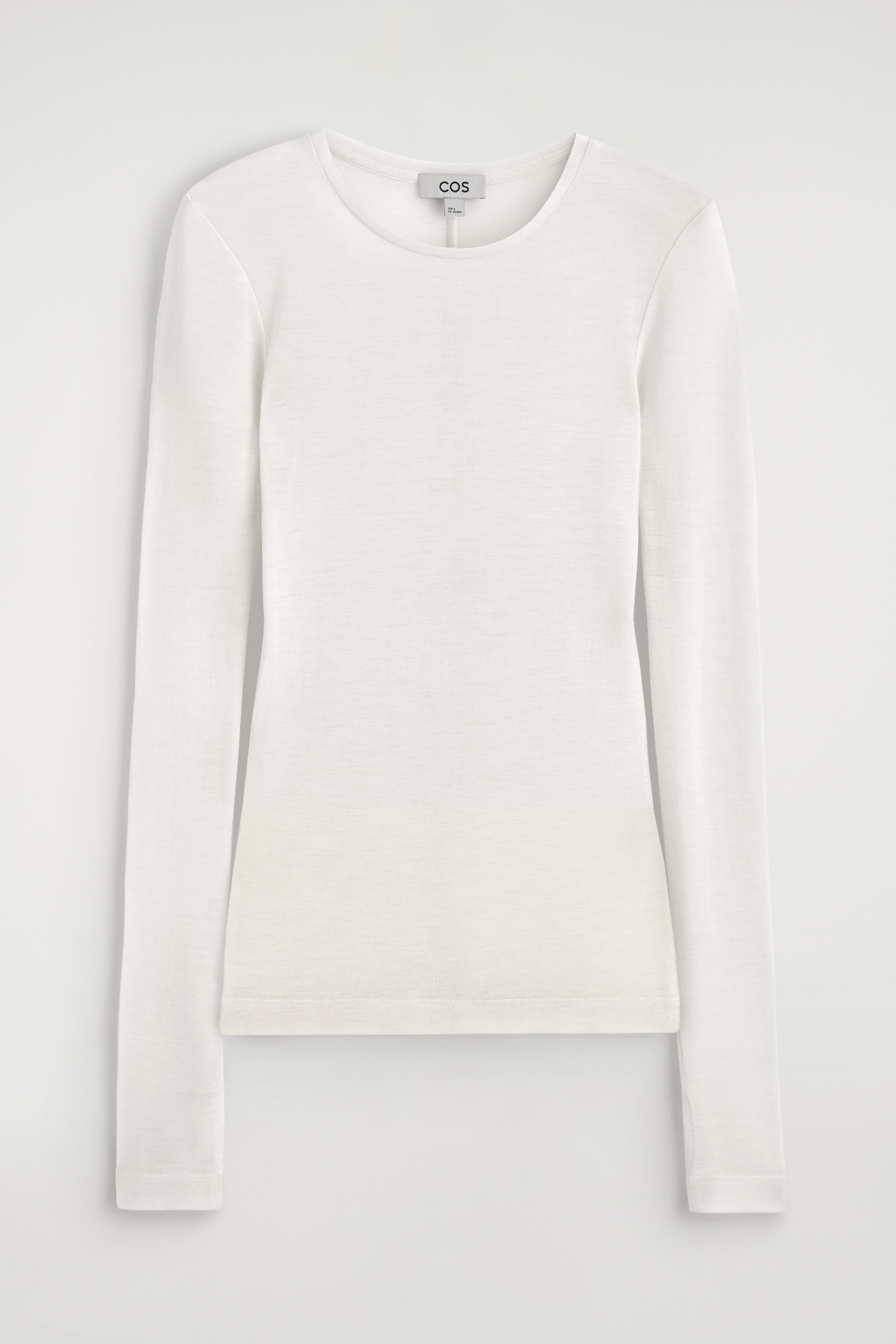 camisola justa de lã merino - Creme/AZUL-MARINHO