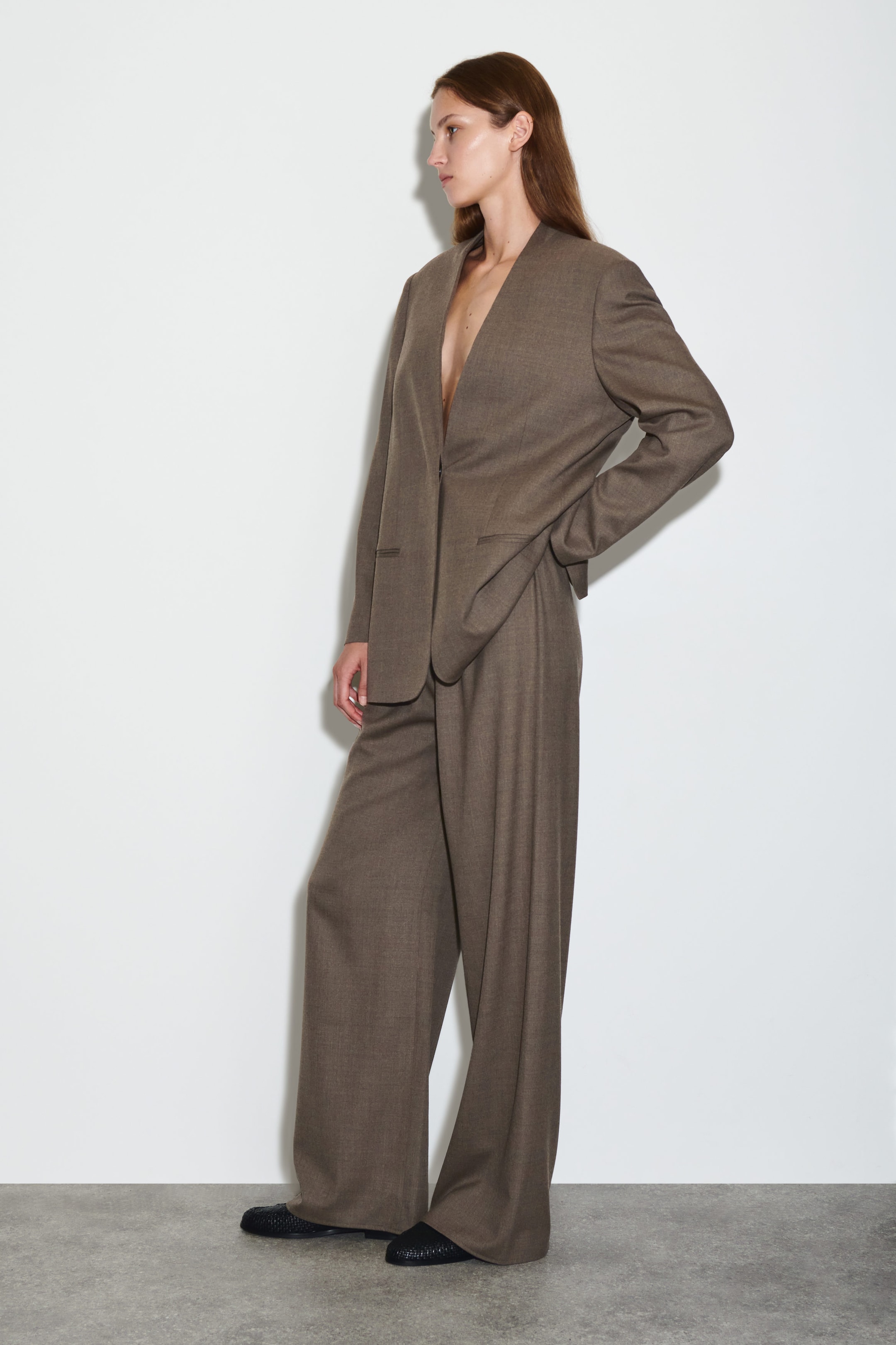WOOL-BLEND WIDE-LEG PANTS