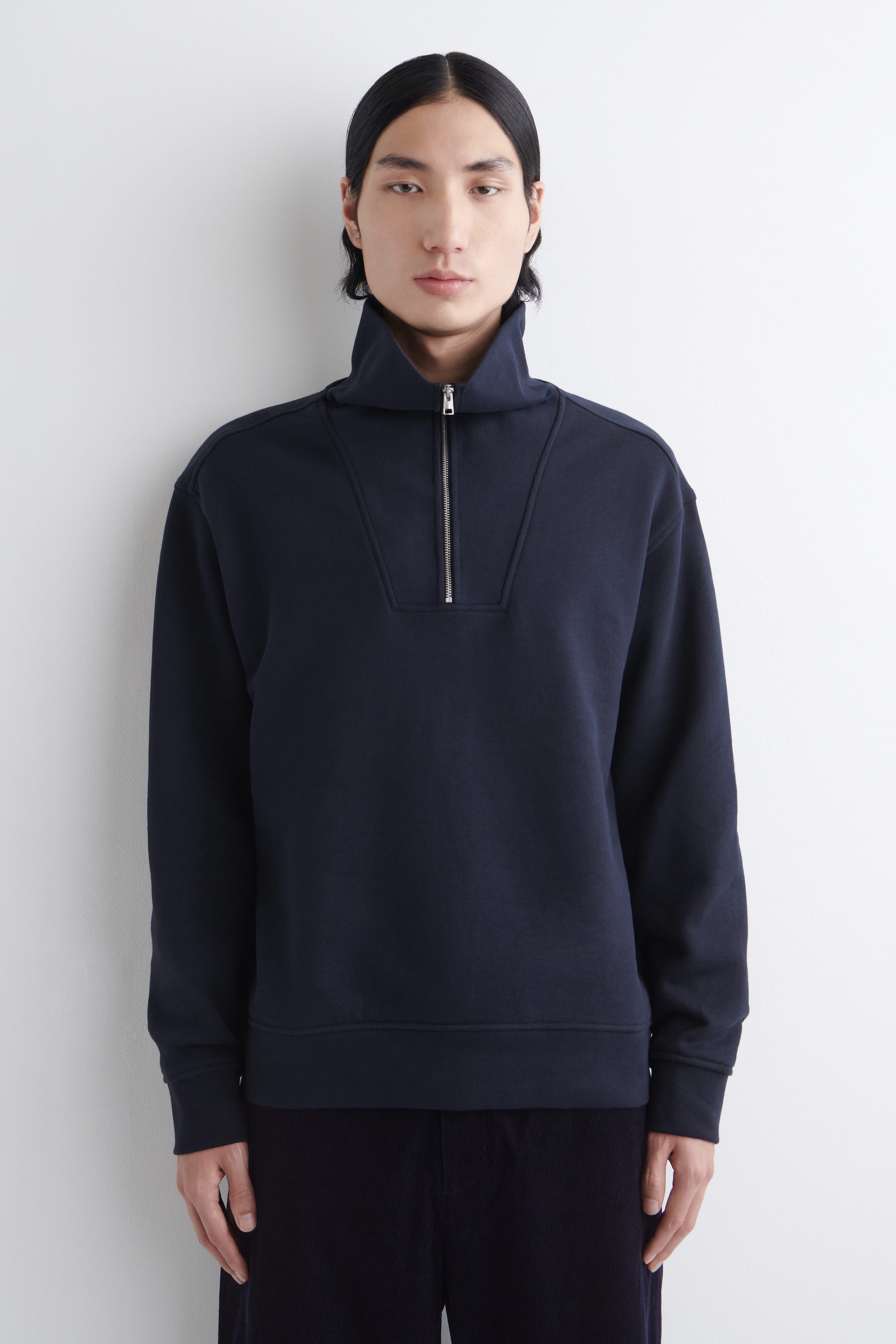 MOCK-NECK ZIP-UP SWEATSHIRT