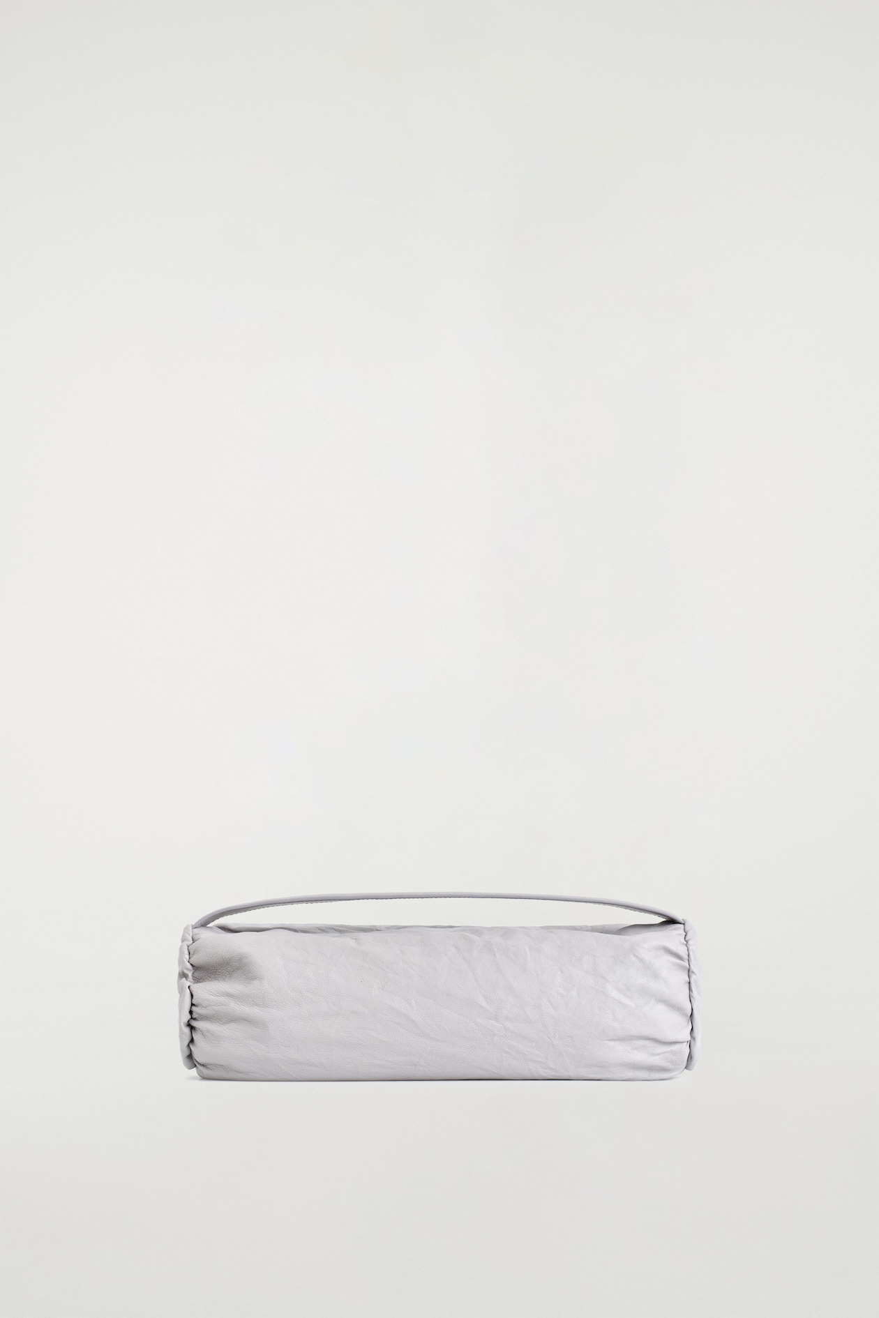 MINI CYLINDER CLUTCH BAG - TEXTURED-LEATHER — DOVE GREY