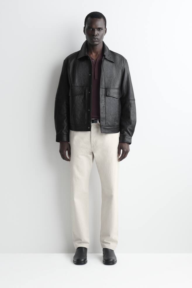 LEATHER FLIGHT JACKET - BLACK - 1