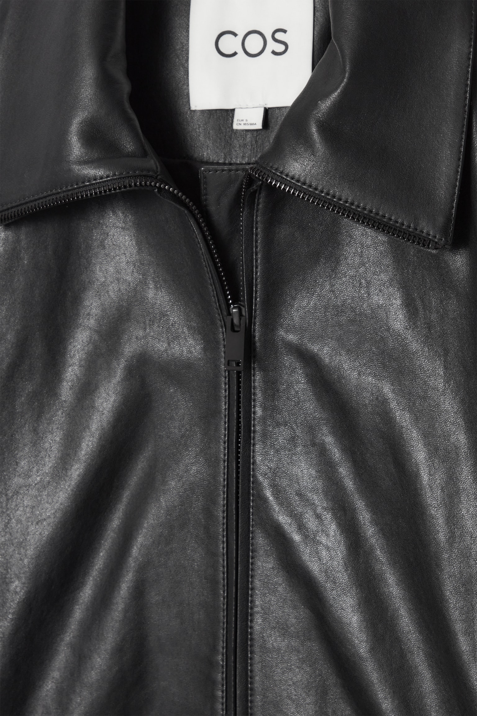WAISTED LEATHER TRUCKER JACKET - BLACK - 2