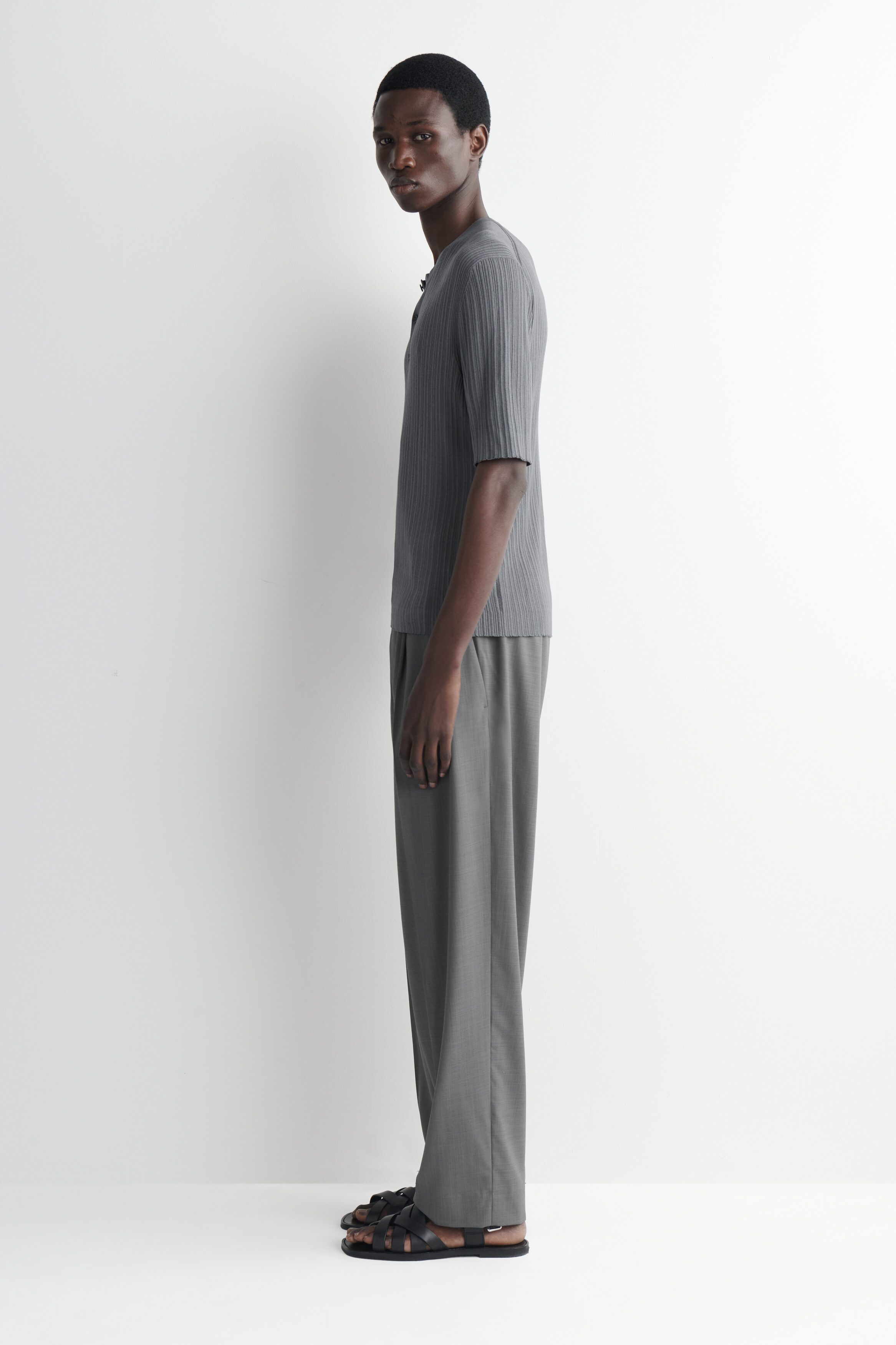 SILK-COTTON HENLEY T-SHIRT - thumbnail 3