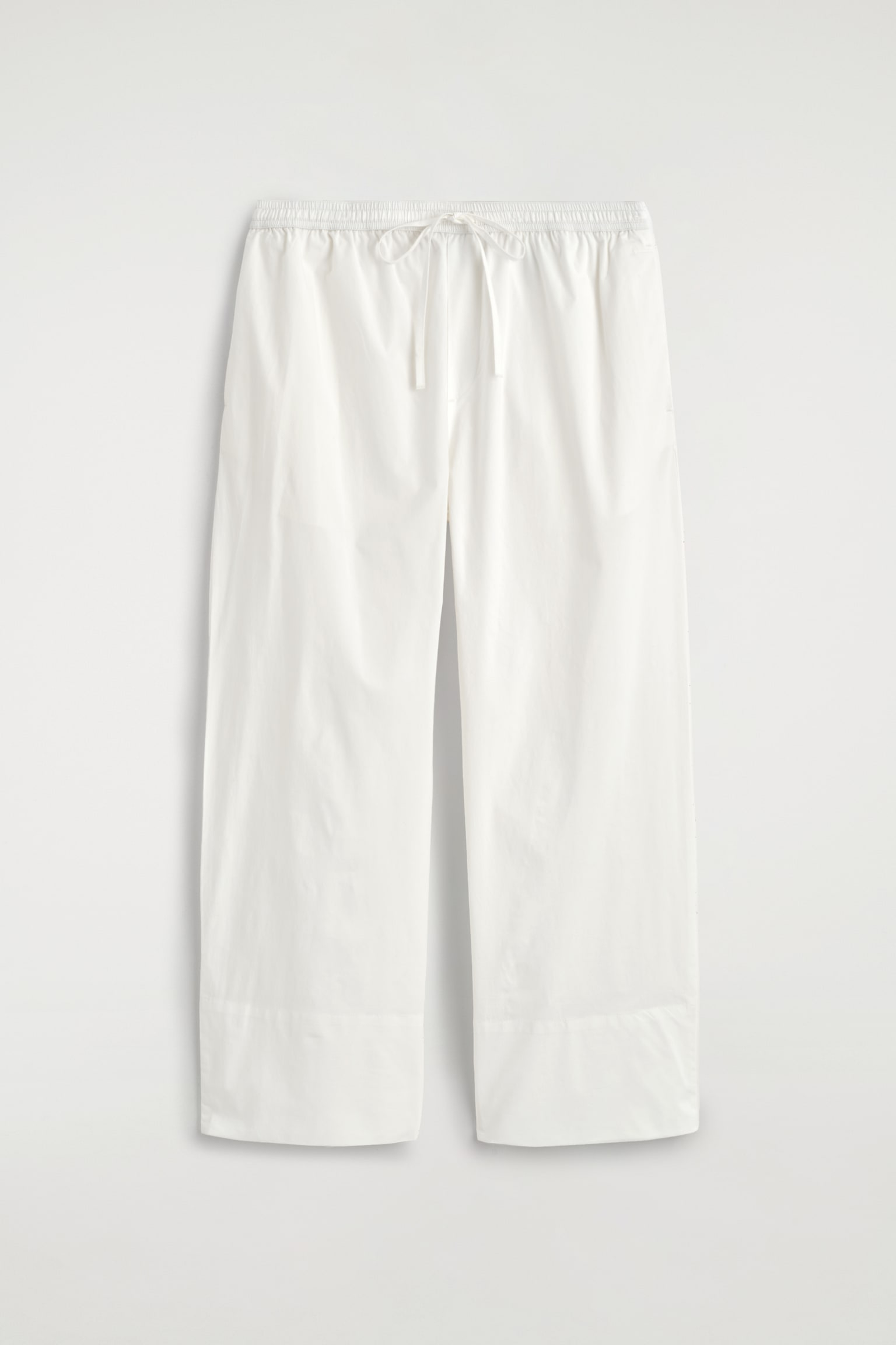 COTTON STRAIGHT-LEG DRAWSTRING TROUSERS - WHITE/LIGHT GREY/NAVY - 1