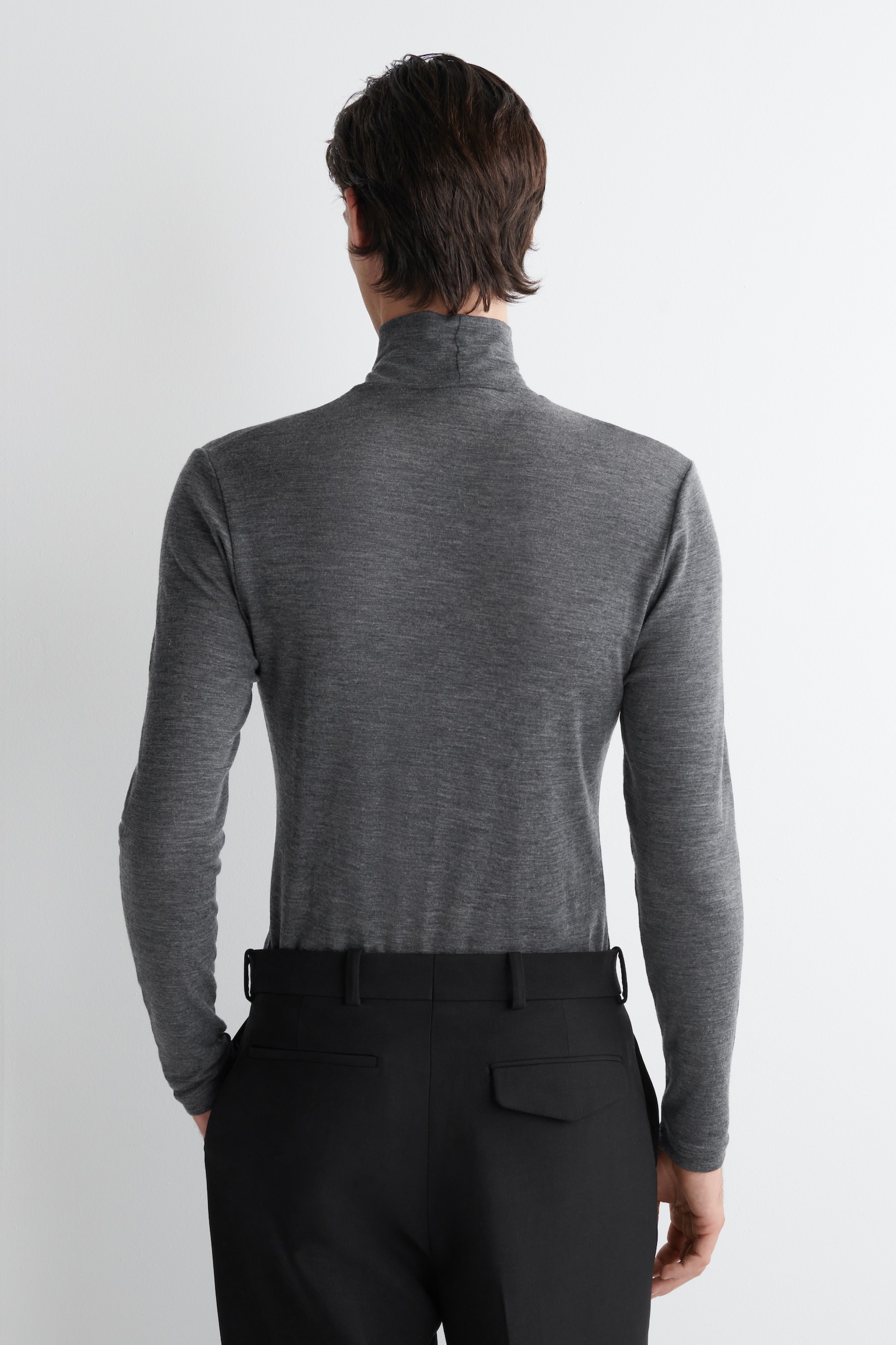 HAUT À COL ROULÉ SLIM EN JERSEY DE LAINE - GRIS FONCÉ/BRUN FONCÉ/NOIR - 7