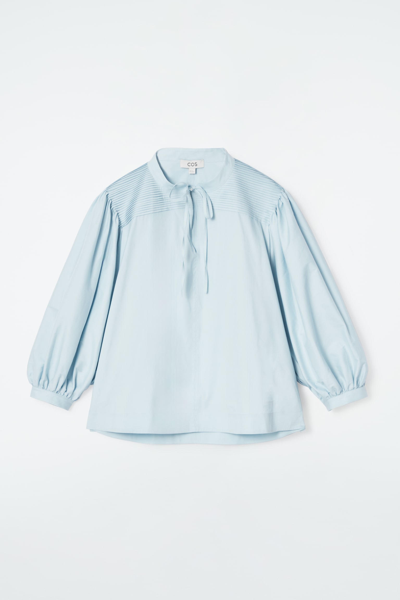 TIE-DETAIL PLEATED BLOUSE - POWDER BLUE