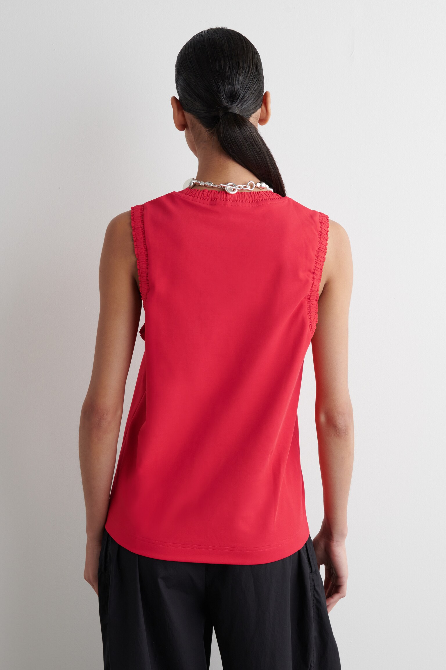 TOP DE ALGODÓN CON FRUNCIDOS - ROJO/CRUDO/NEGRO - 4