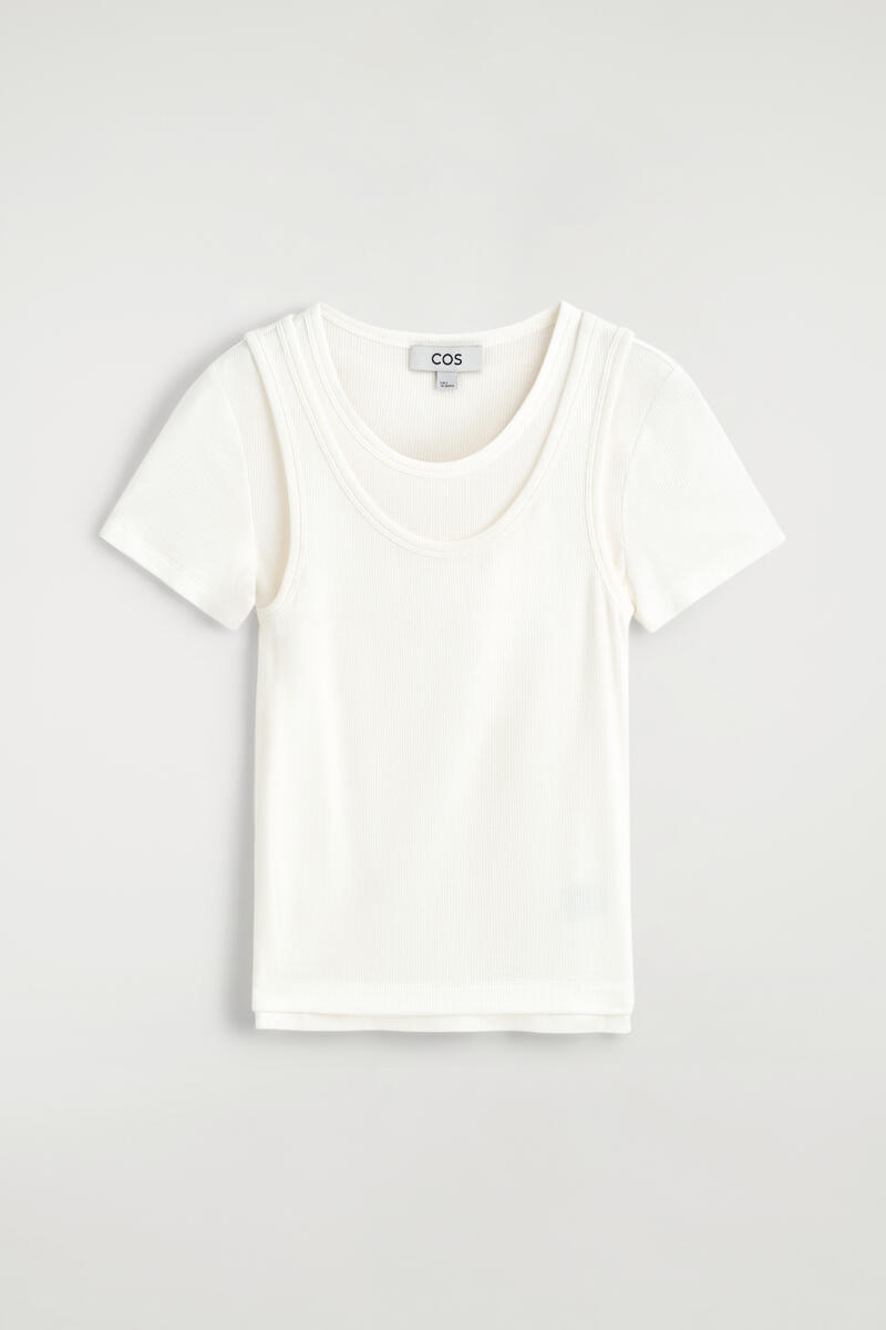 Layered Ribbed-Jersey T-Shirt