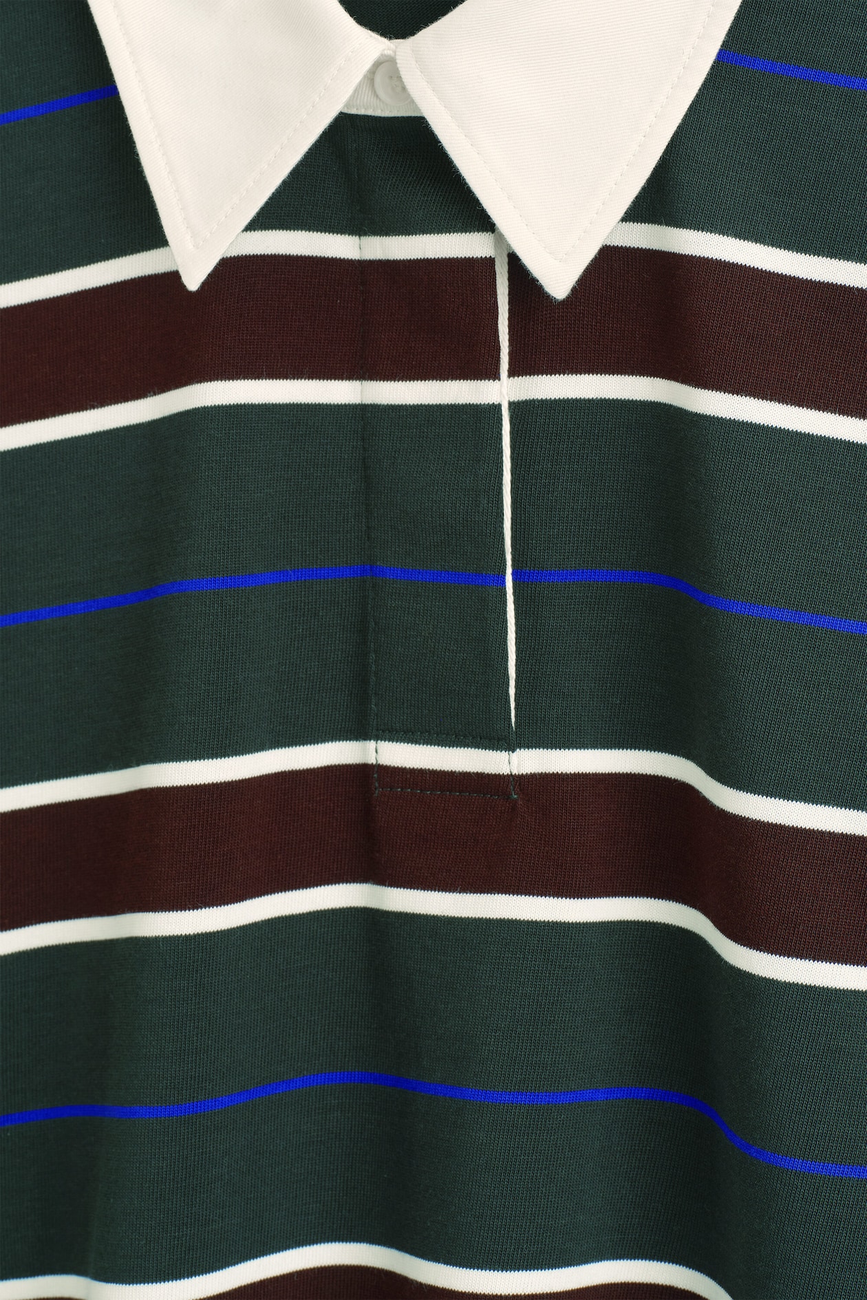 STRIPED COTTON RUGBY SHIRT — GREEN / BROWN / STRIPED