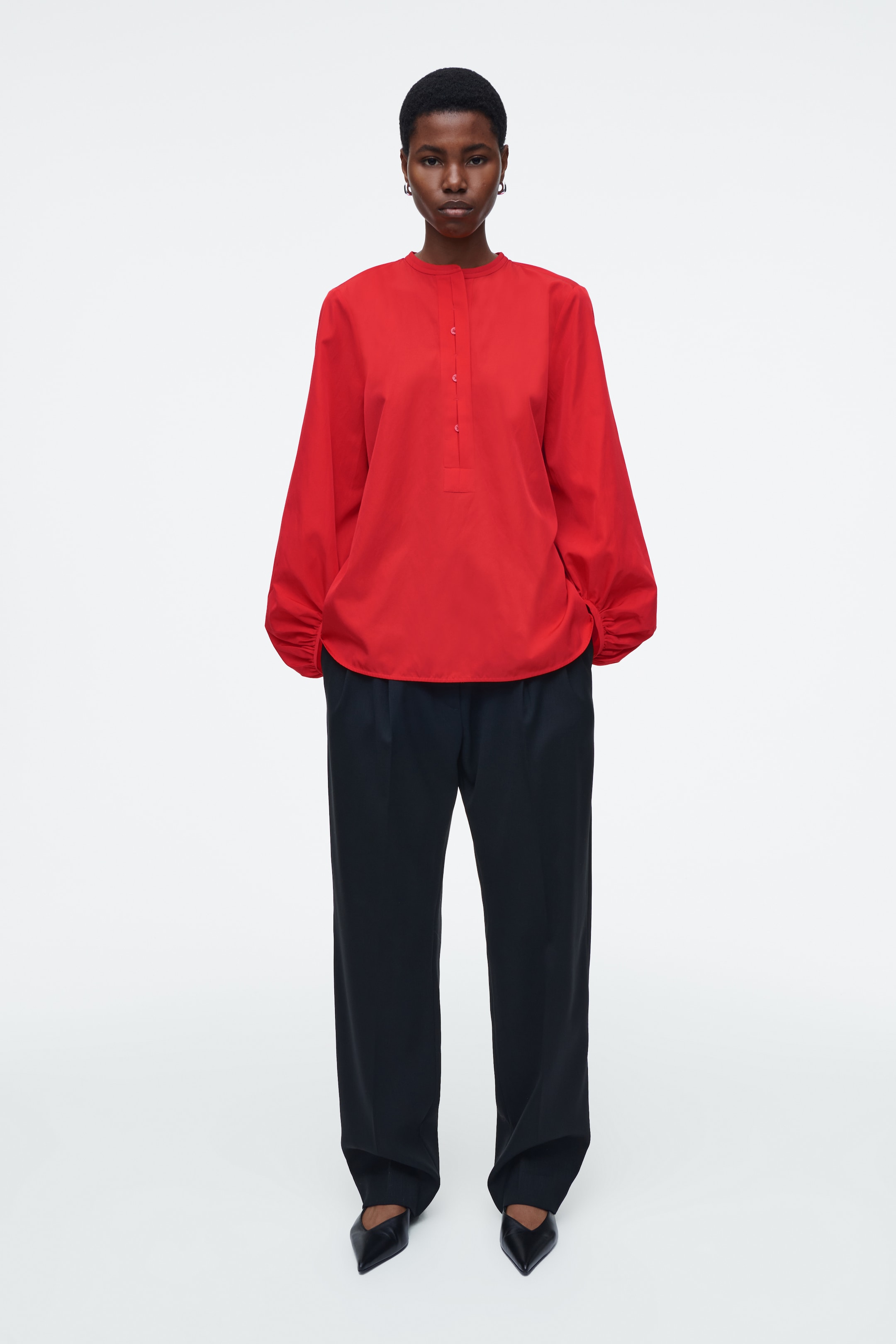 View larger image: BALLOON-SLEEVE SILK BLOUSE - RED - Ladies | H&M GB 2