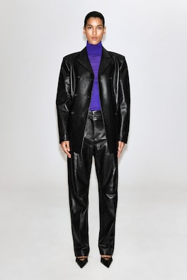 LEATHER STRAIGHT-LEG PANTS — BLACK 1