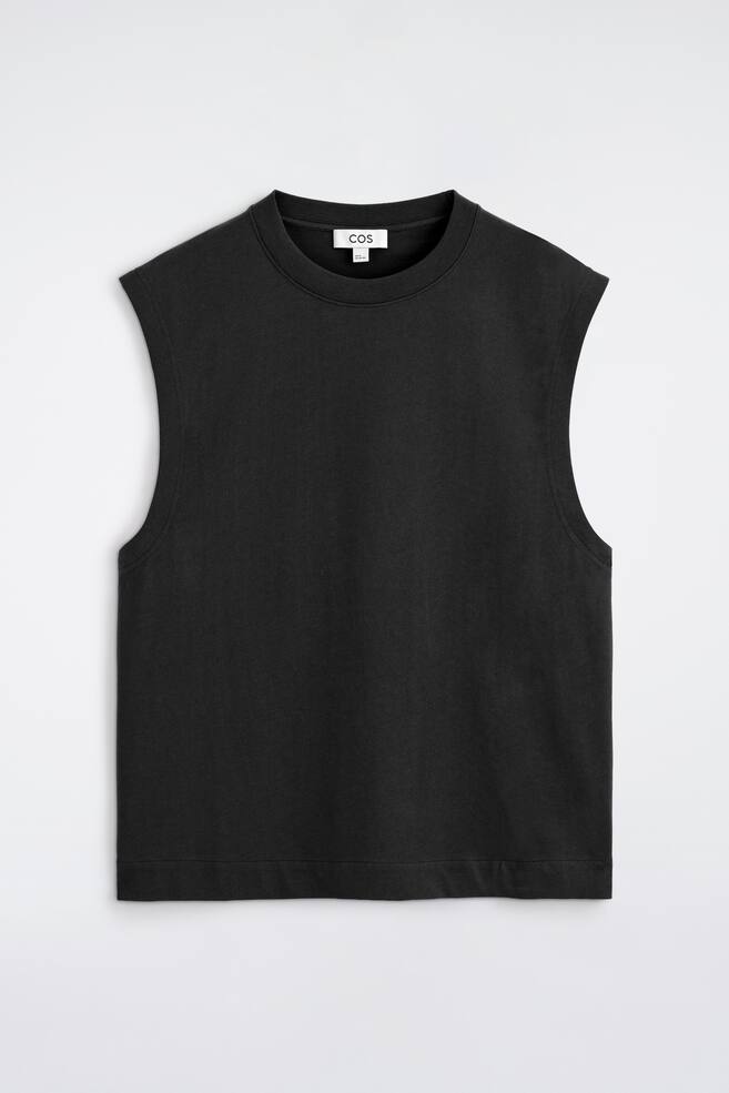 Tanktop van ontspannen katoencrepe - ZWART/DONKERBRUIN/MARINEBLAUW - 1
