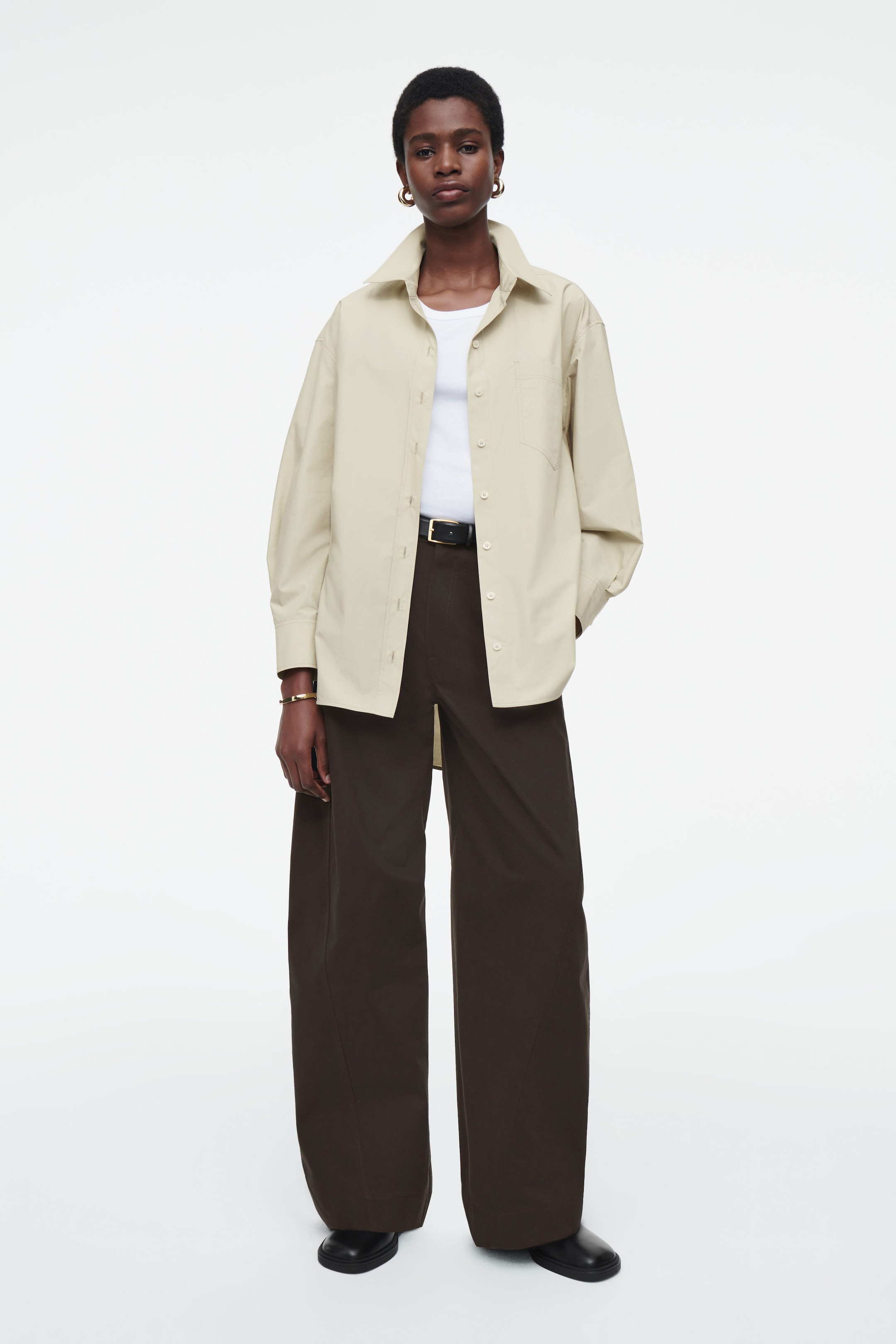 OVERSIZED CURVED-HEM SHIRT