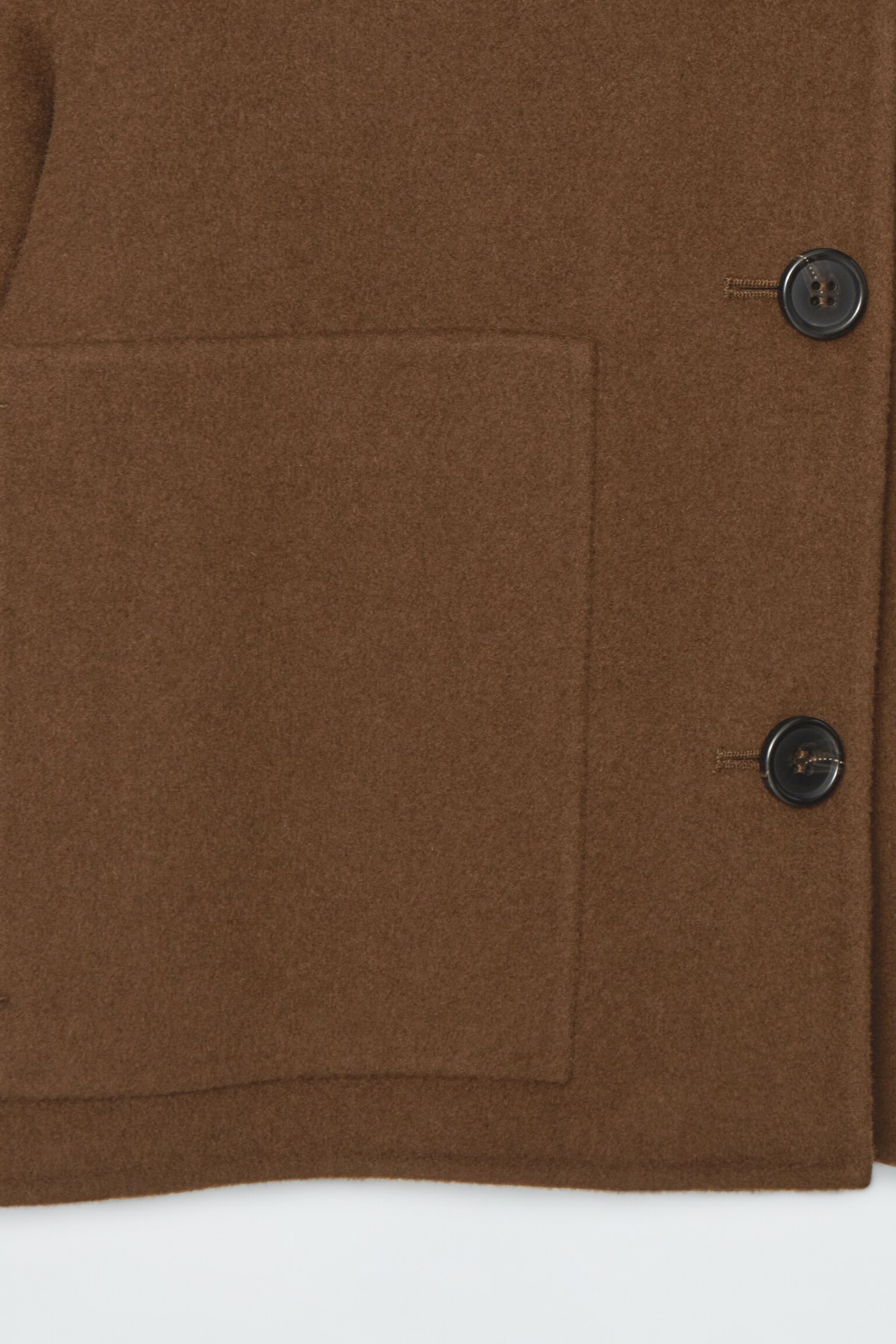 BOXY DOUBLE-FACED WOOL SHORT JACKET - BROWN/KAKI - 2