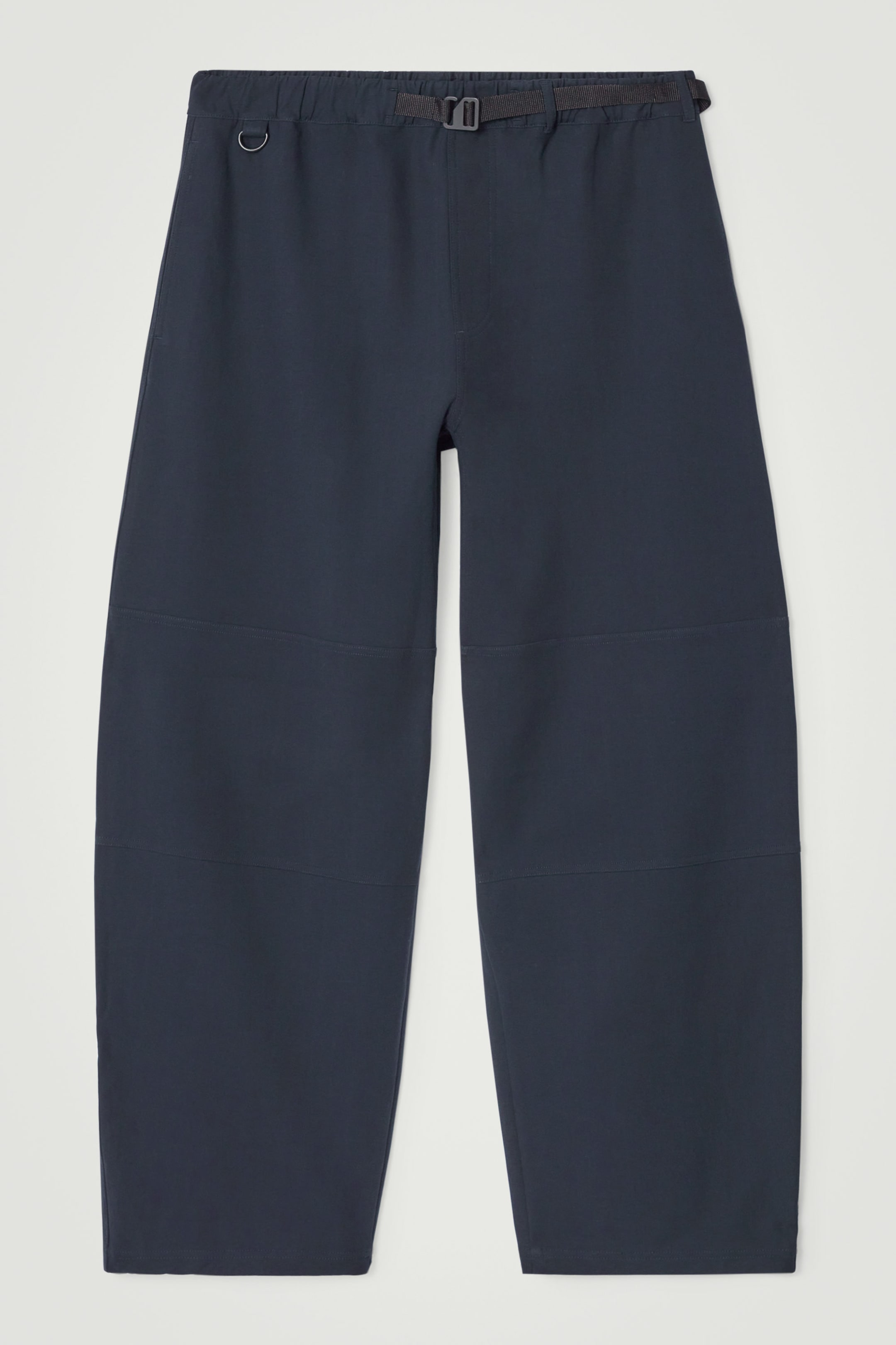 ELASTICATED BARREL-LEG UTILITY TROUSERS