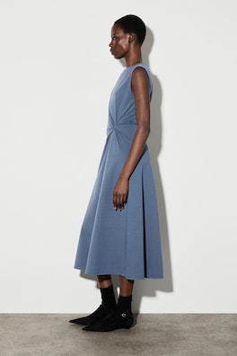 TWIST-DETAIL JERSEY MIDI DRESS — BLUE 2