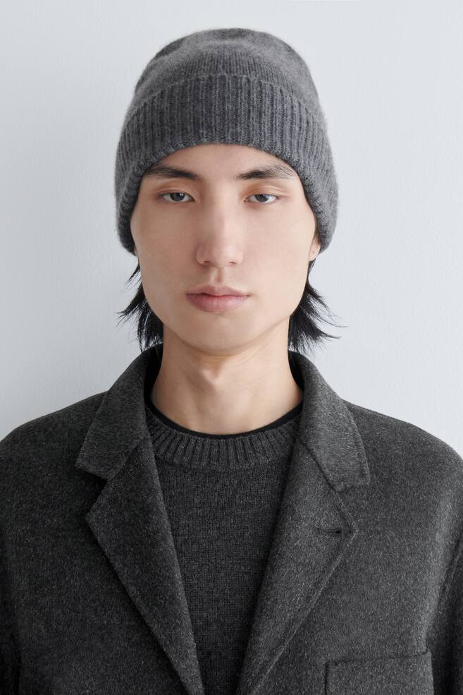 CASHMERE BEANIE-DARK GREY - 3
