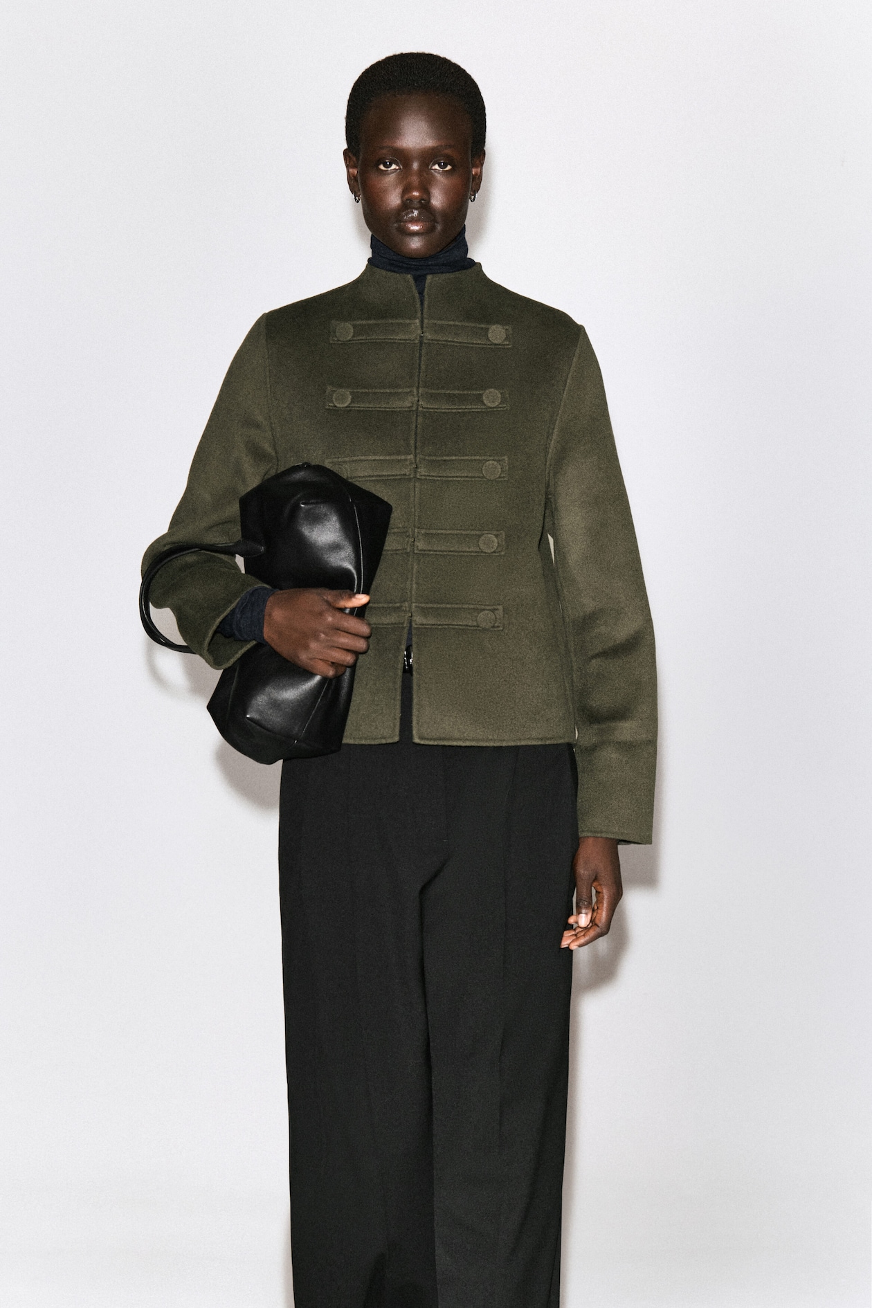 DOUBLE-FACED WOOL UNIFORM JACKET — KHAKI