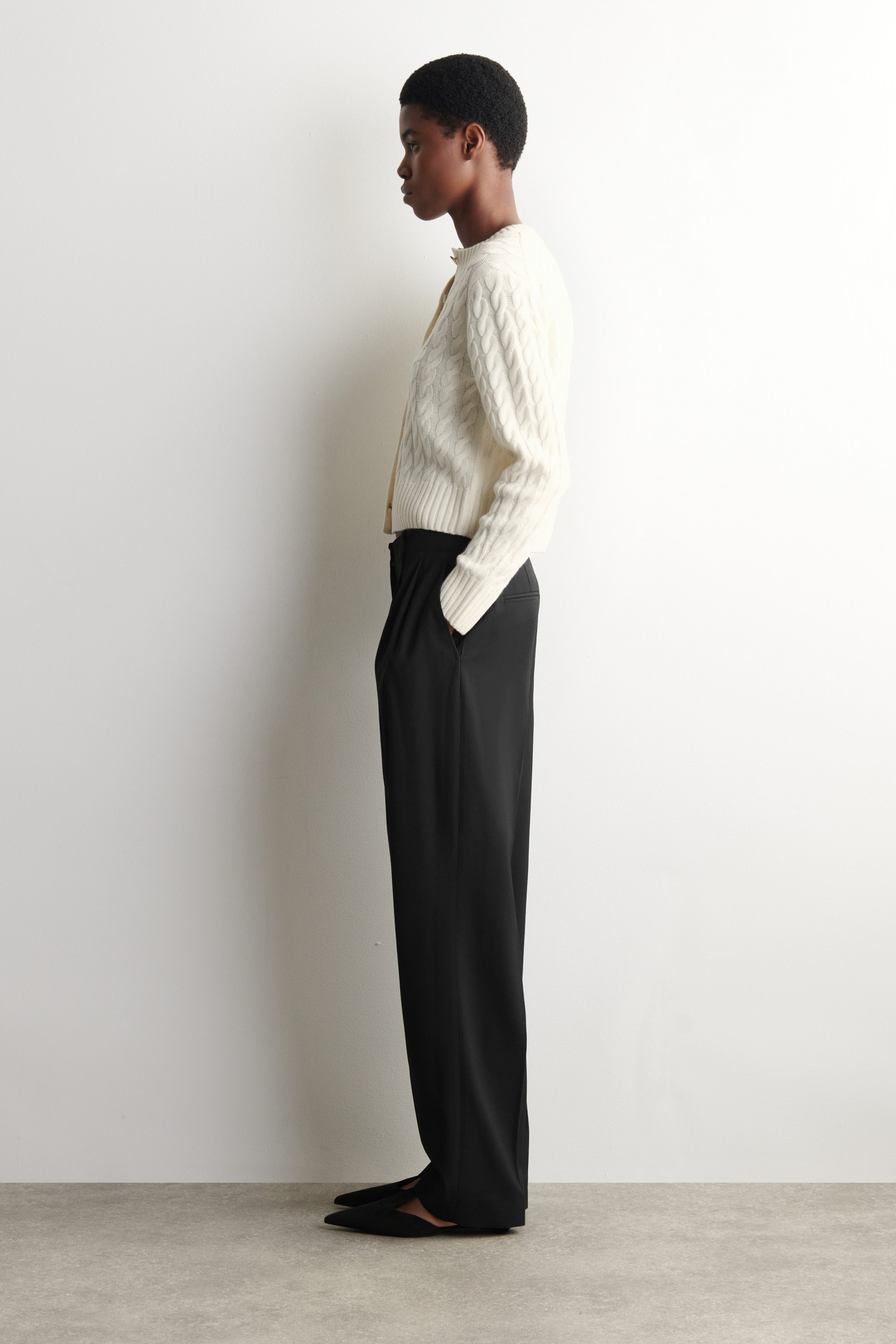 CABLE-KNIT MERINO WOOL CARDIGAN - IVORY | COS CA