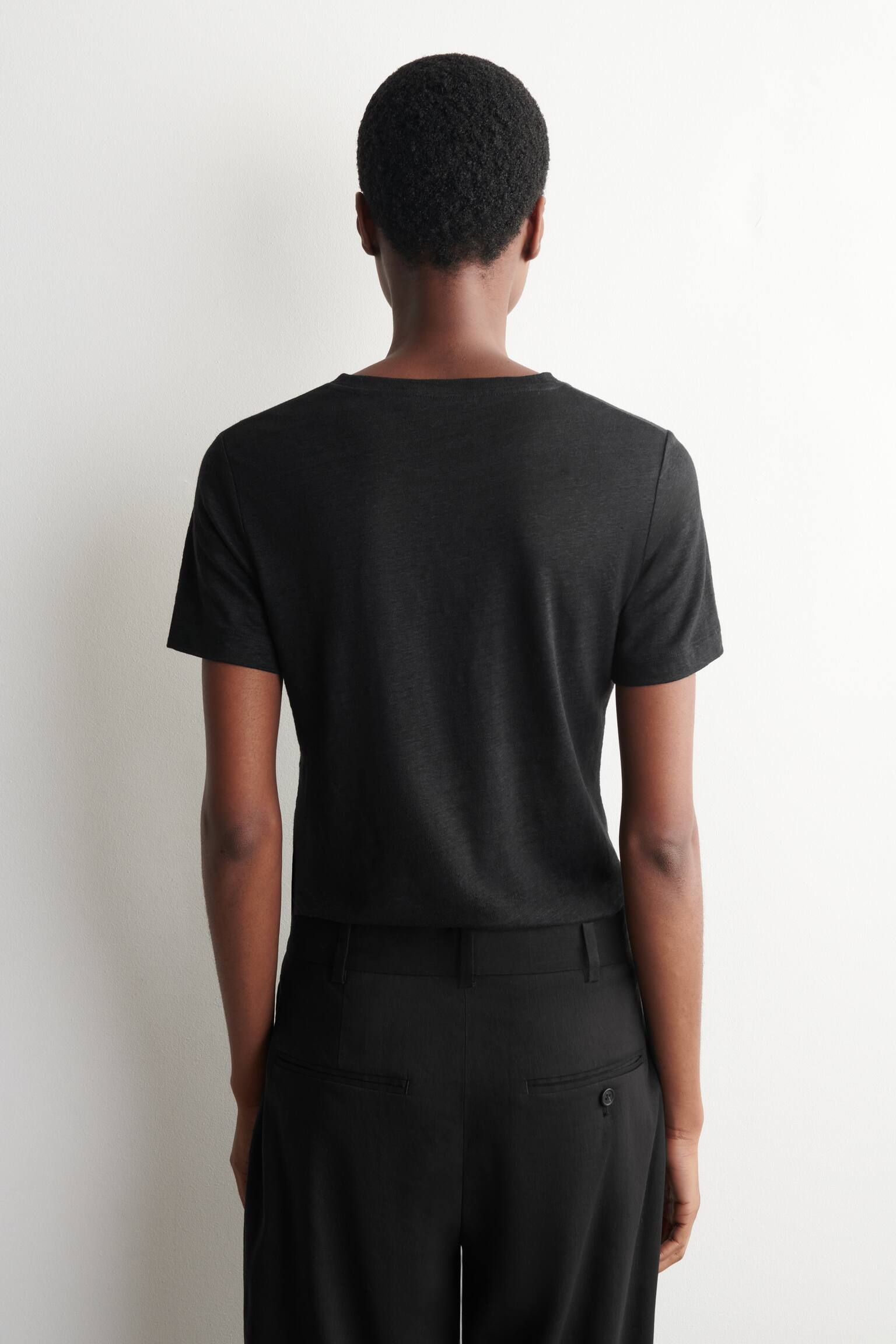 LNIANY T-SHIRT Z OKRĄGŁYM DEKOLTEM - CZARNY/ÉCRU/BORDOWY - 6