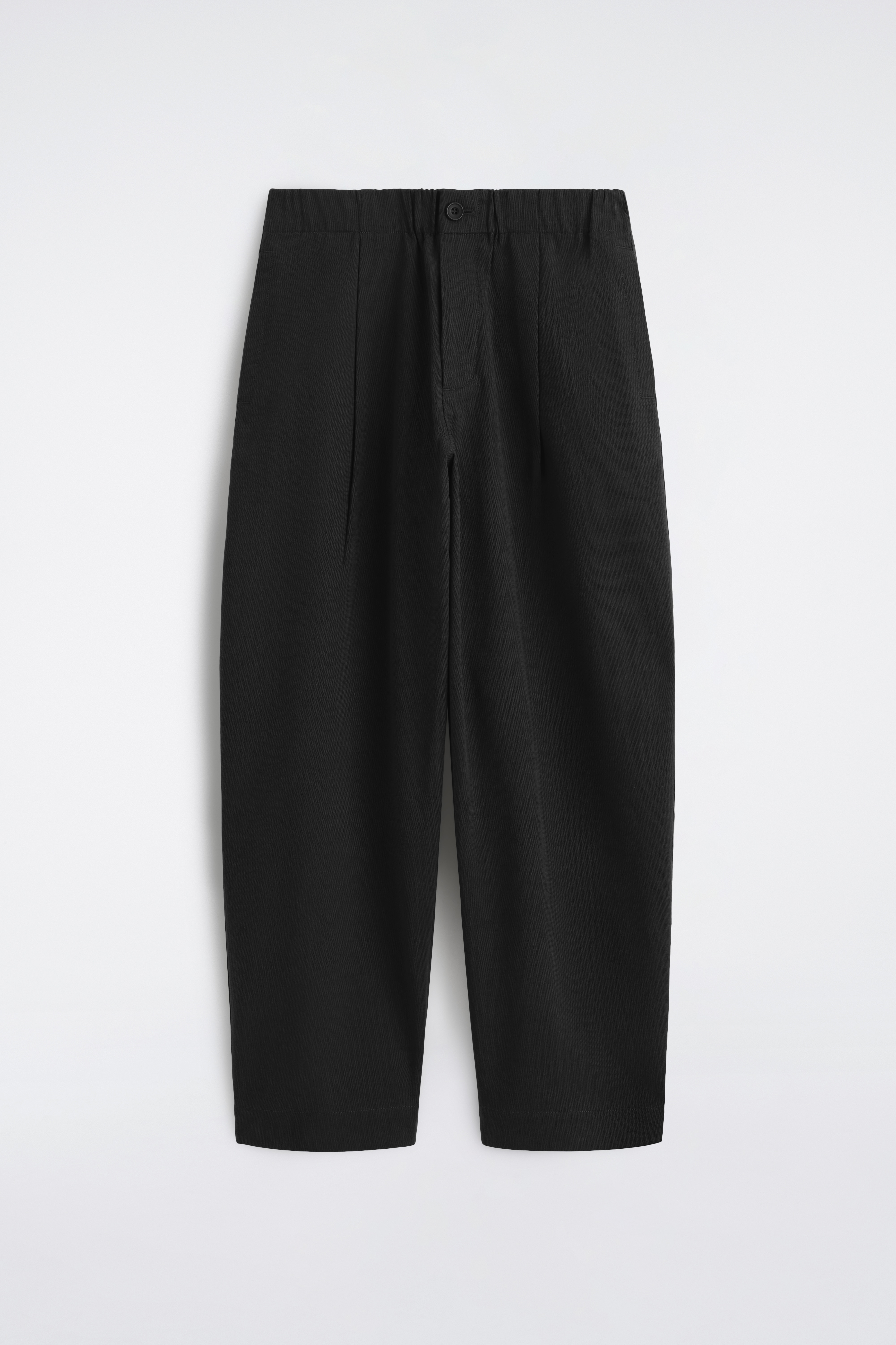 PANTALONI PLISAȚI, CROIALĂ RELAXATĂ, PICIOR TIP BUTOI - NEGRU/MARO