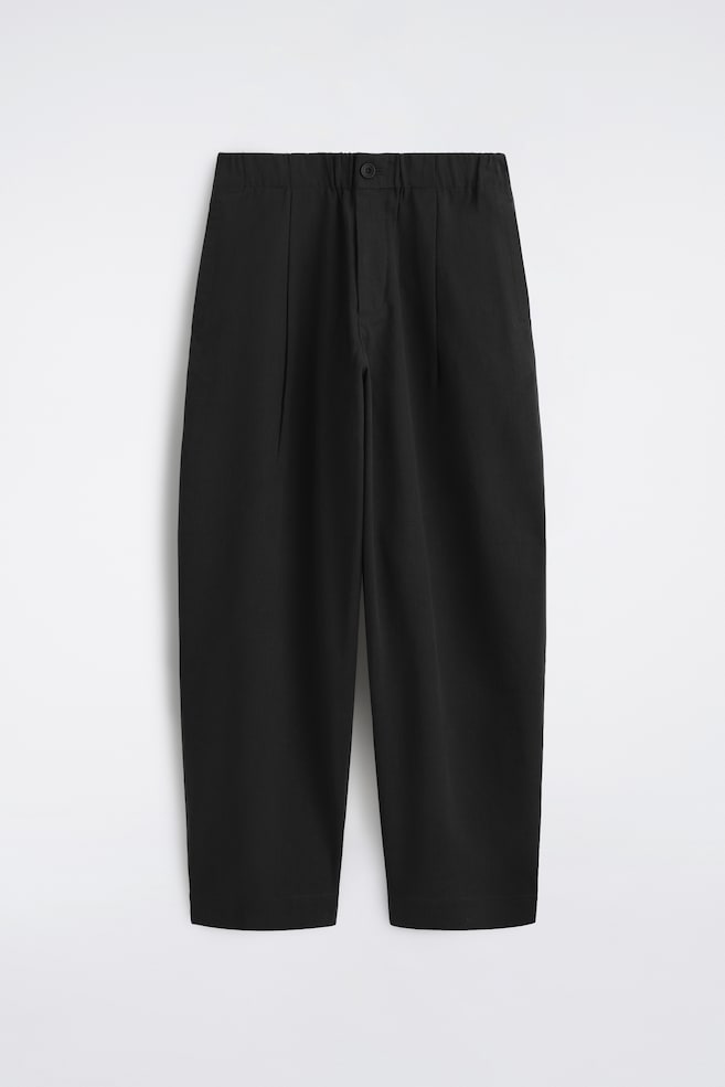 PANTALON BARREL DÉCONTRACTÉ À PLIS - NOIR/VERT FONCÉ/BRUN - 1