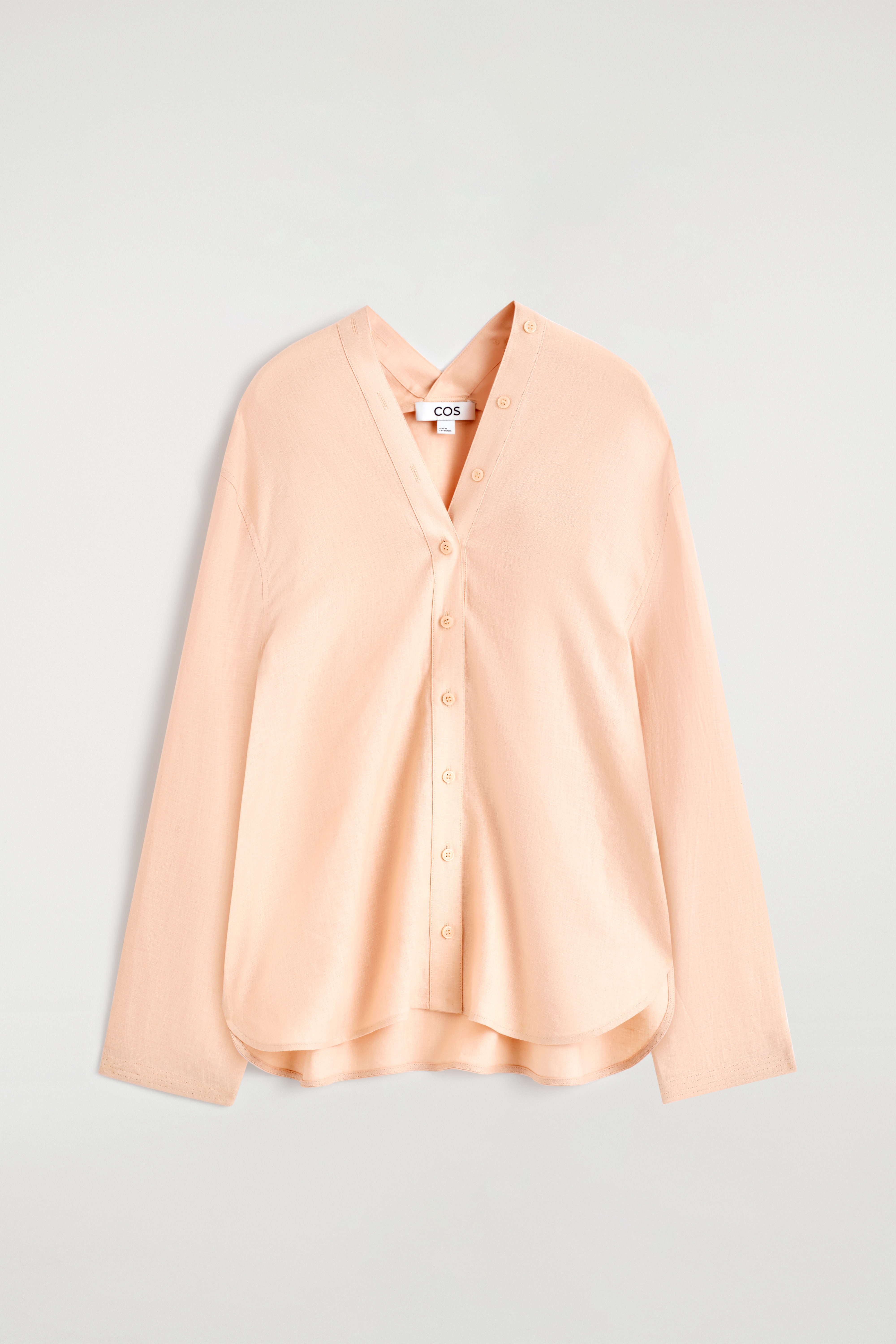 CAMICIA IN LINO CON SCOLLO A V - PESCA/BIANCO/BLU