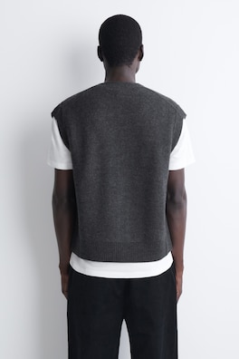 BUTTONED BOILED-WOOL VEST — CHARCOAL MÉLANGE 5