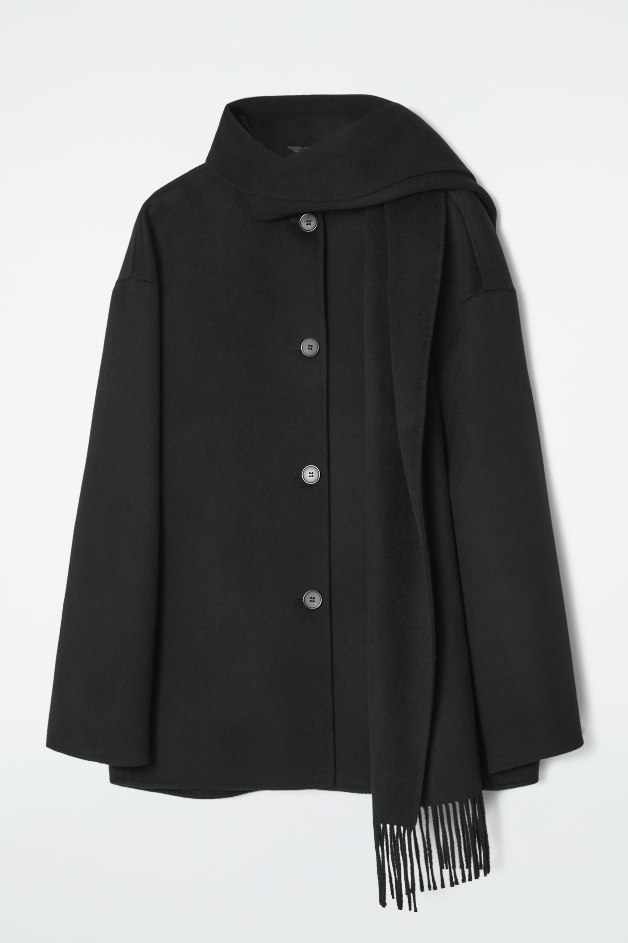Ingrandisci l'immagine: OVERSIZED WOOL-BLEND SCARF JACKET - BLACK - DONNA | H&M CH 1