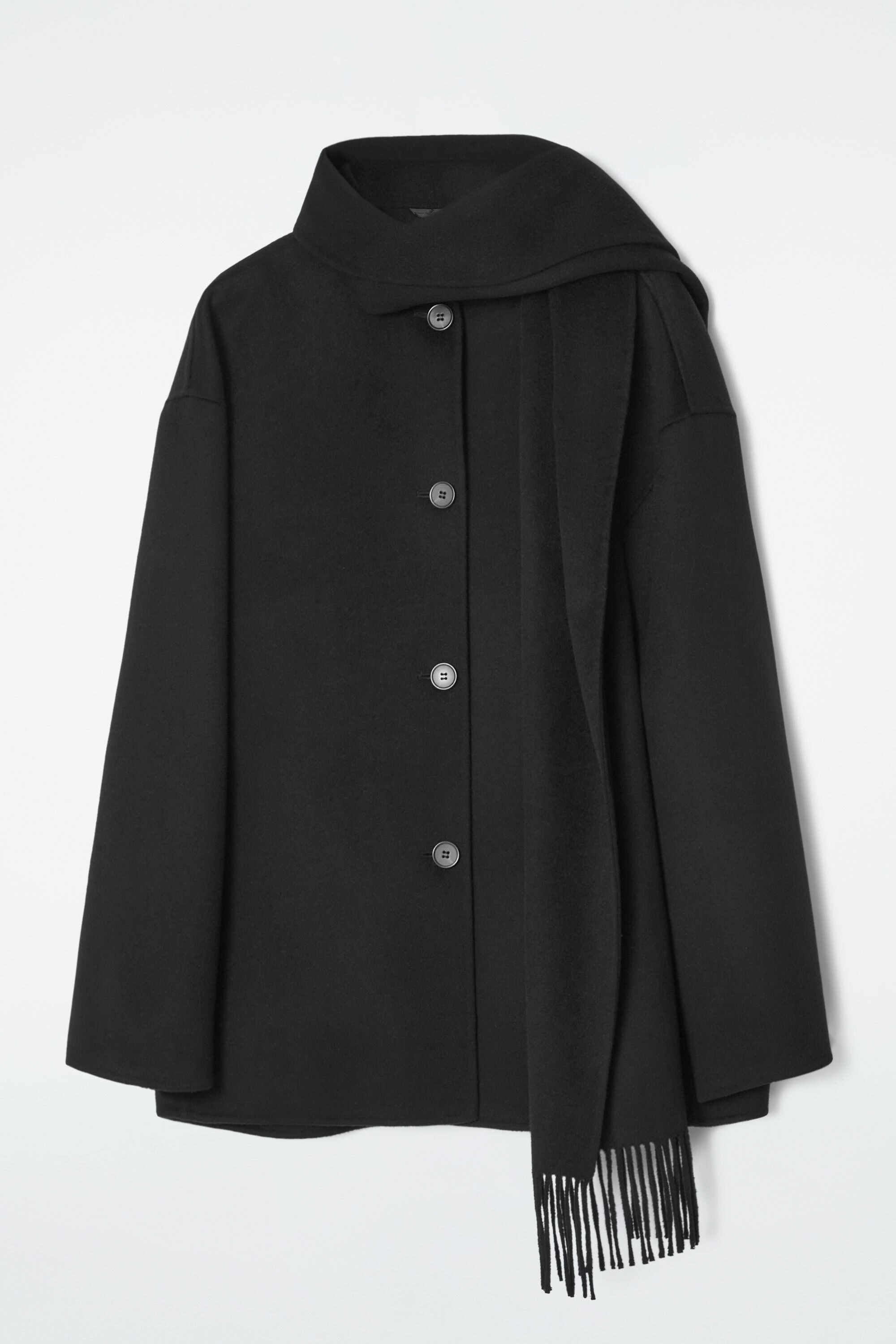 OVERSIZED WOOL-BLEND SCARF JACKET - BLACK | COS