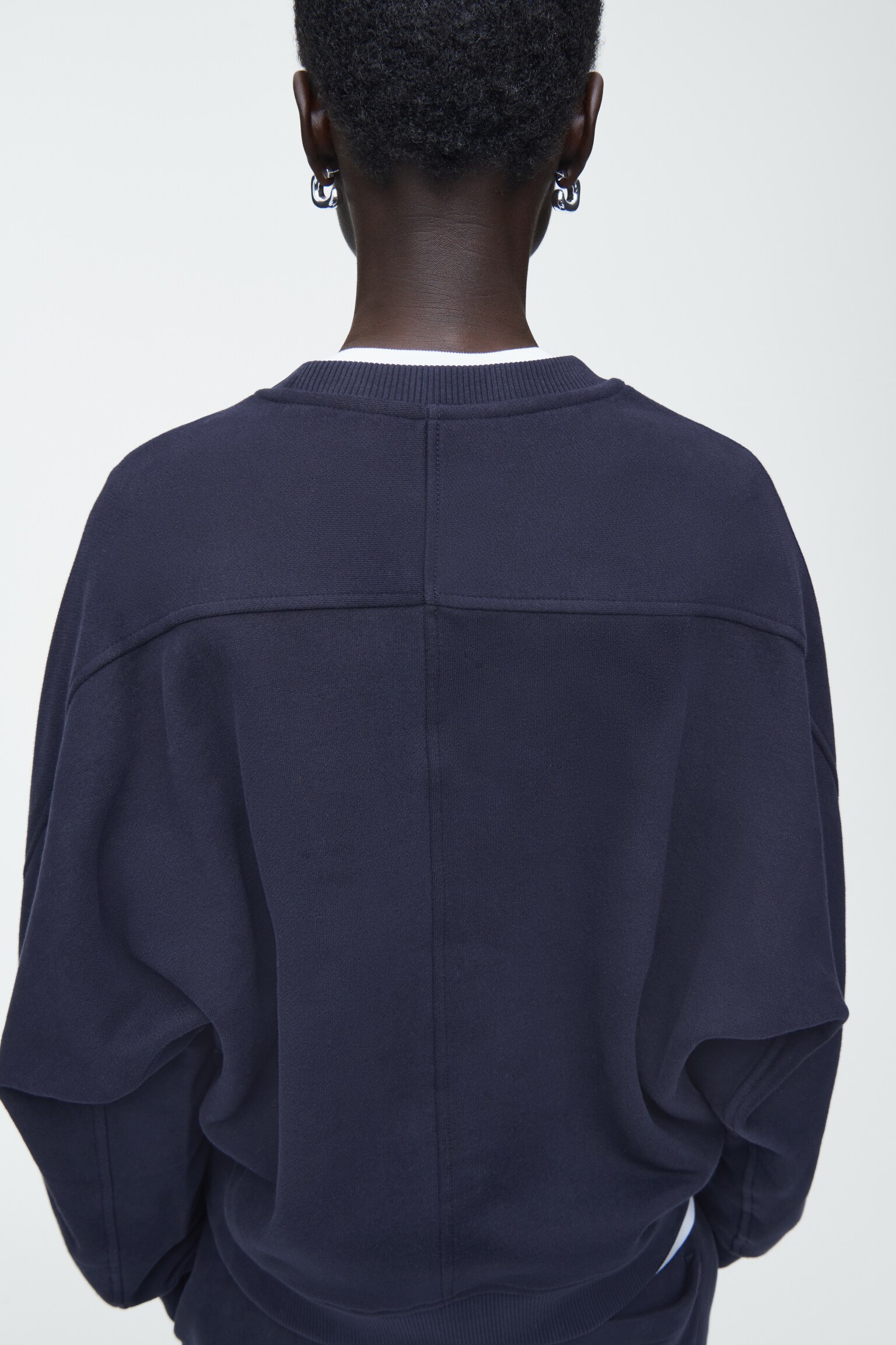 ROUNDED COTTON-JERSEY SWEATSHIRT - NAVY/MUSTARD - 7