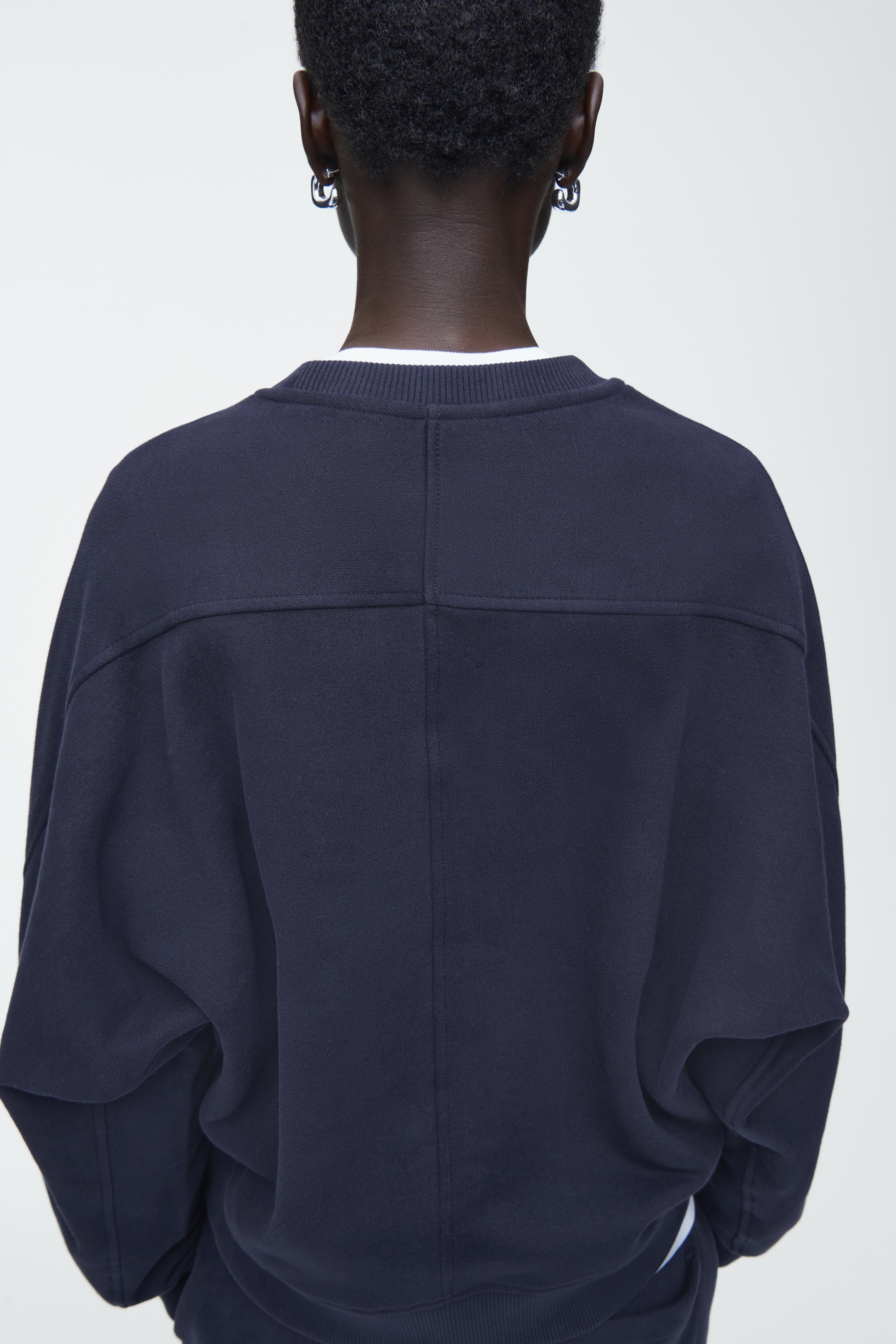 View larger image: ROUNDED COTTON-JERSEY SWEATSHIRT - NAVY - Ladies | H&M GB 6