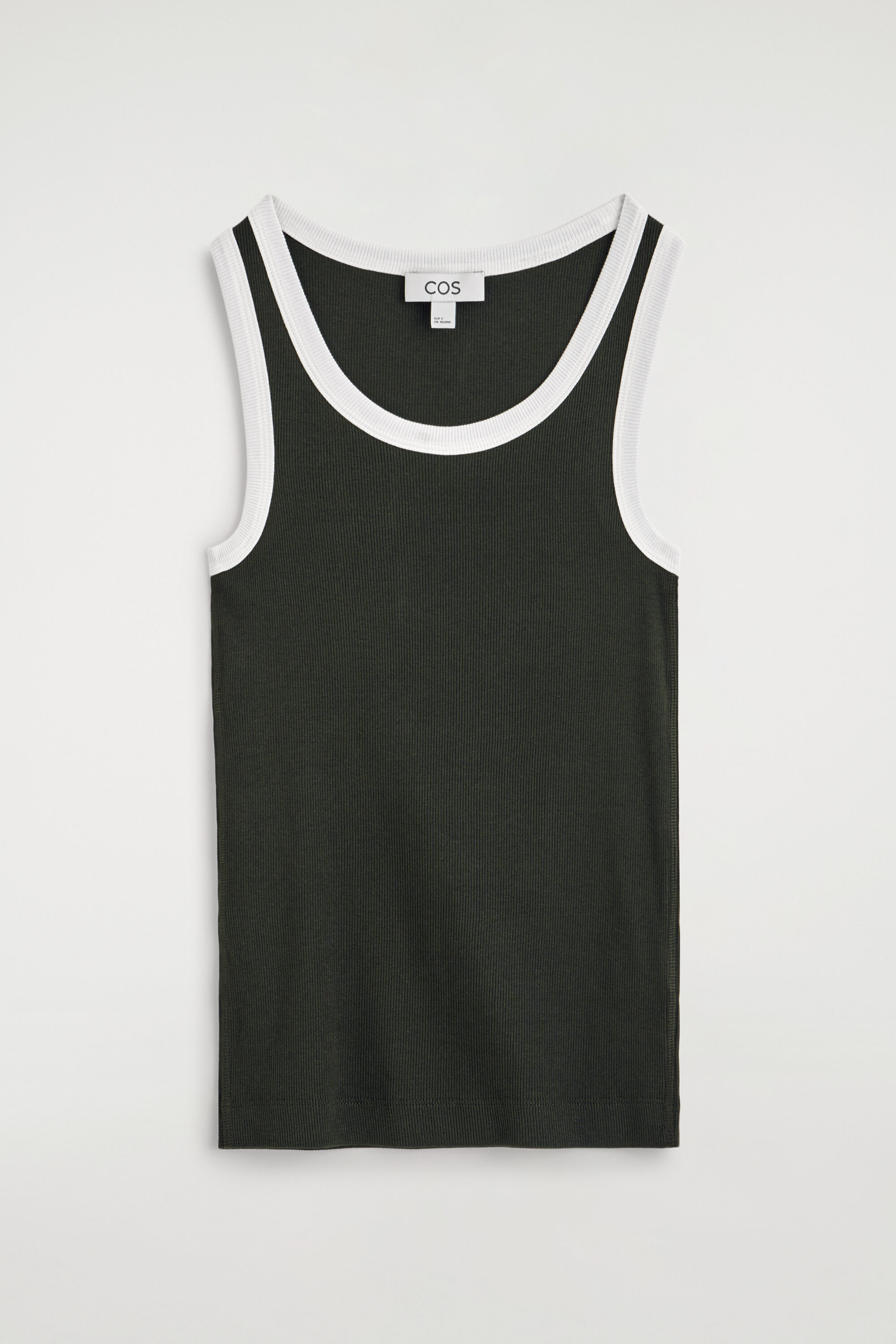 RIBBED COTTON TANK TOP - KHAKI / WHITE | COS US