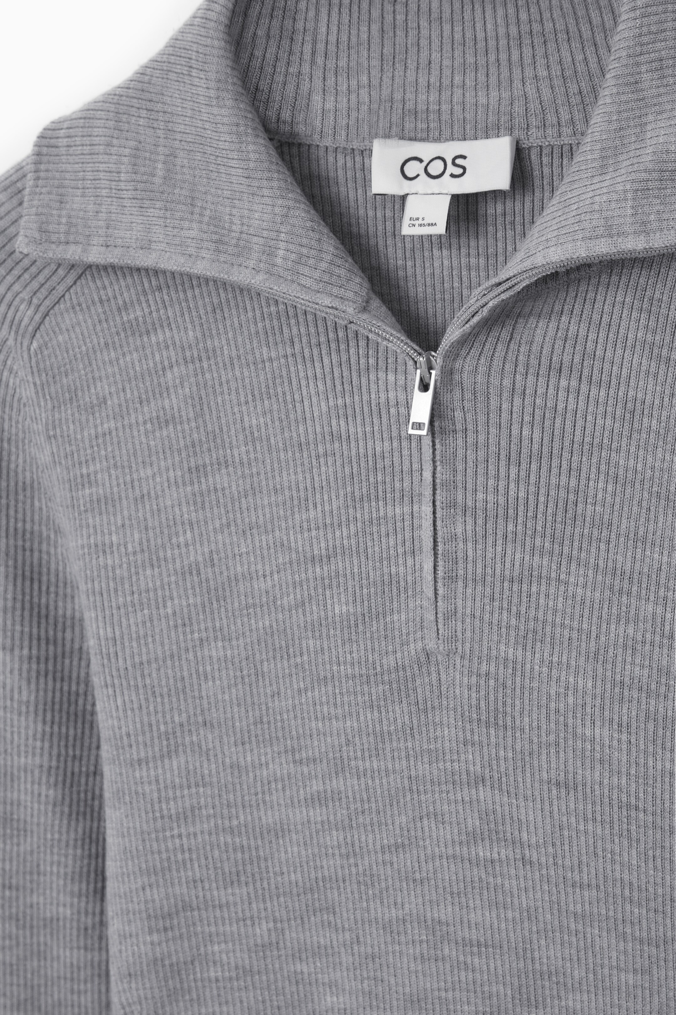 View larger image: RIBBED WOOL HALF-ZIP TOP - LIGHT GREY MÉLANGE - Ladies | H&M GB 2