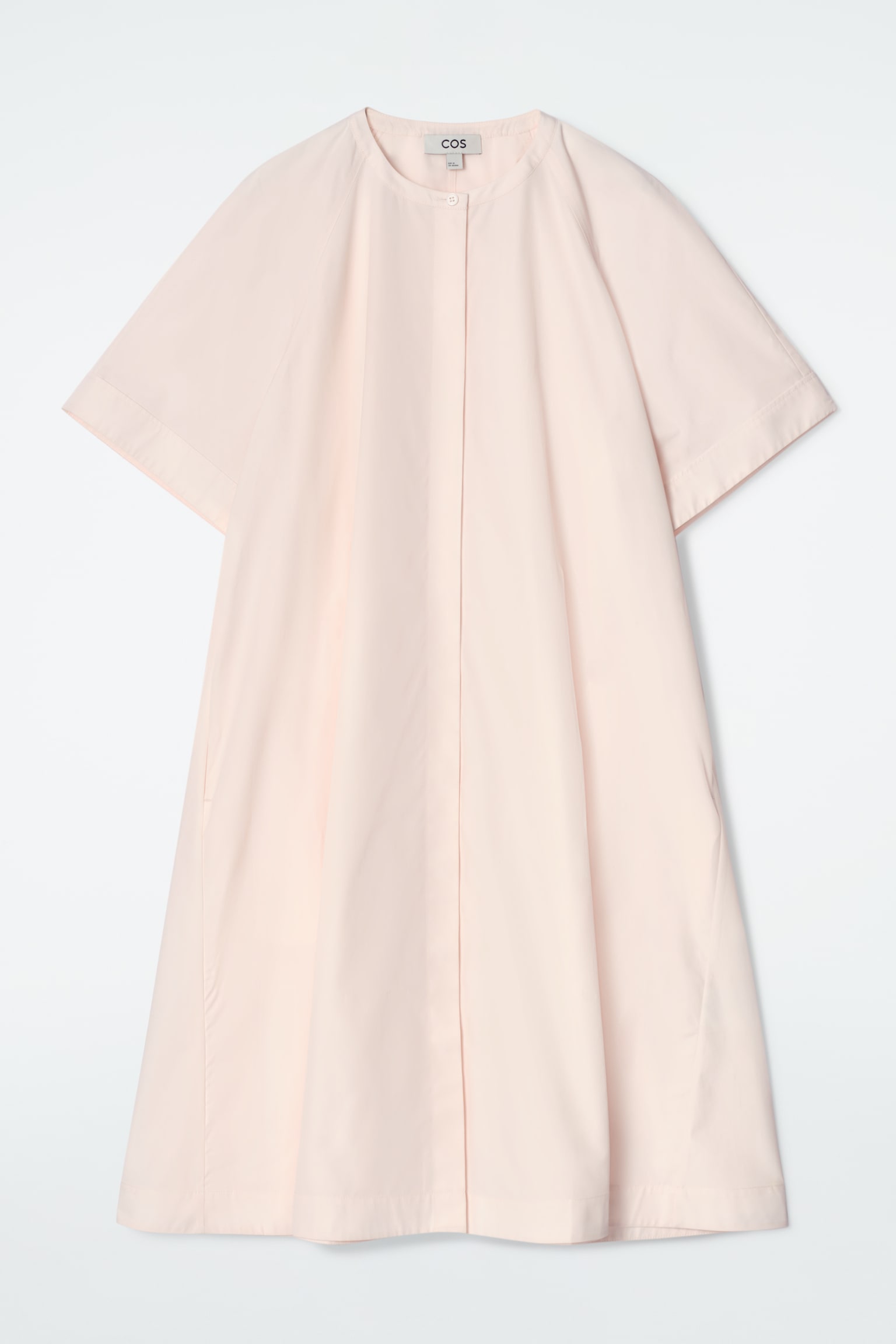 RAGLAN-SLEEVE COTTON MIDI DRESS - LIGHT PINK/KHAKI