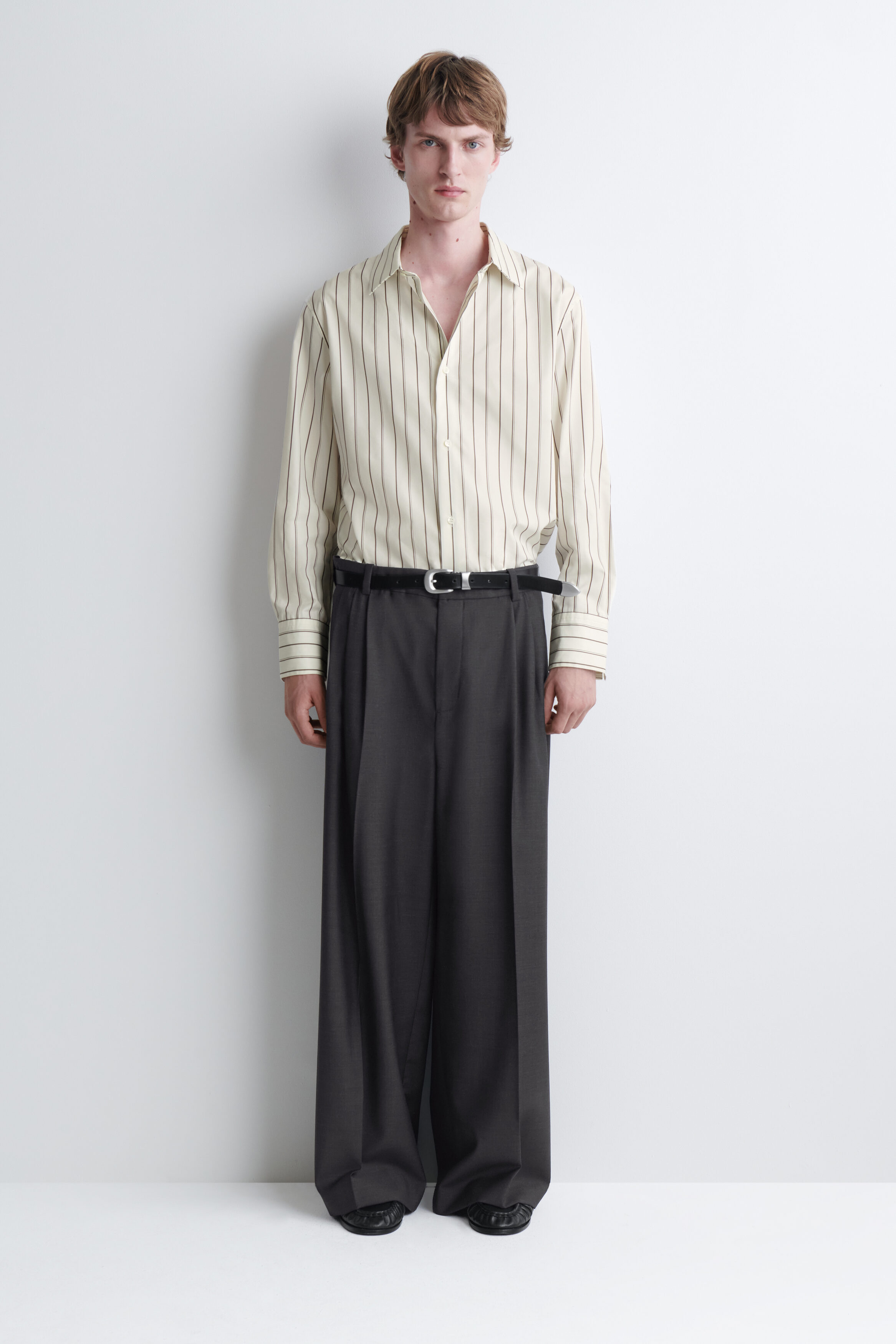 STRIPED STRUCTURED COTTON-SILK SHIRT - thumbnail 2