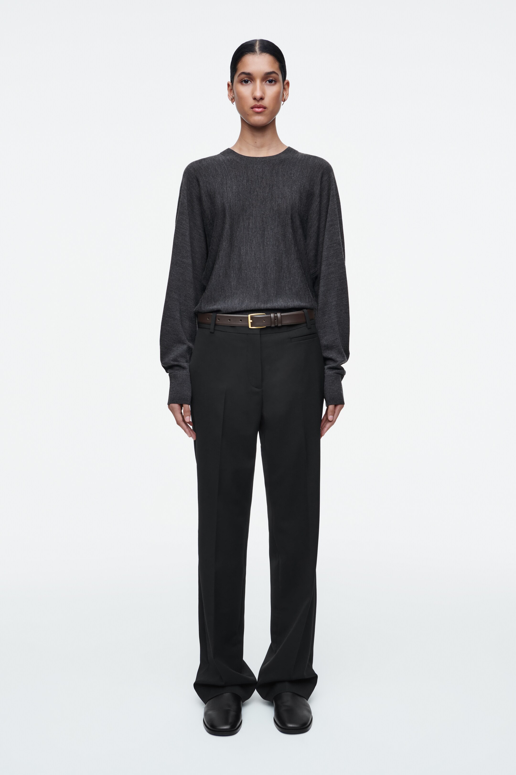 View larger image: ROUNDED MERINO WOOL JUMPER - GREY MÉLANGE - Ladies | H&M GB 2
