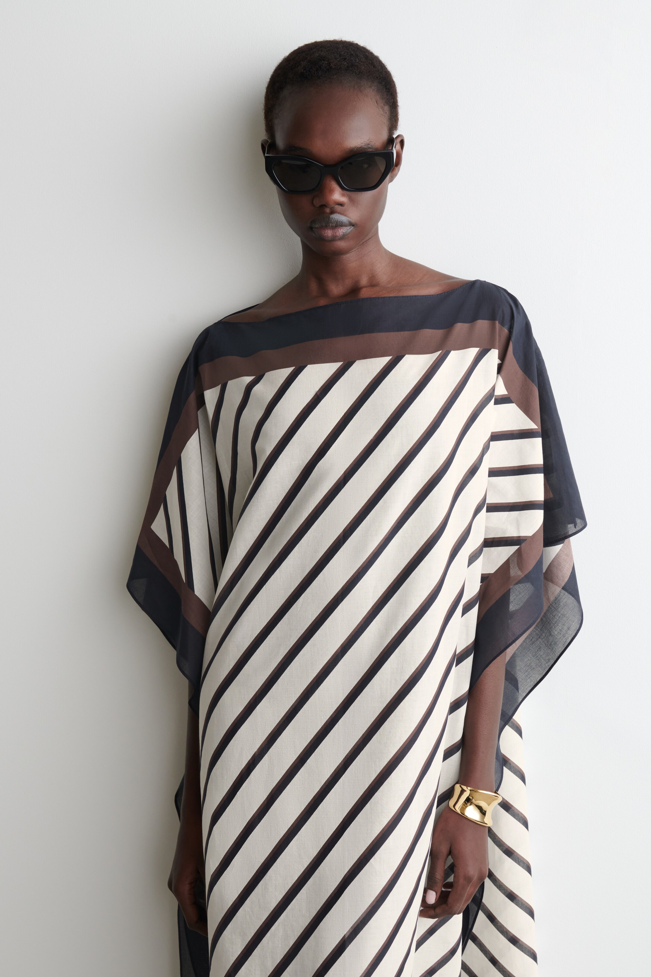 Visualizza immagine più grande: CAFTANO DRAPPEGGIATO IN COTONE - AVORIO / BLU NAVY / A RIGHE - DONNA | H&M IT 2