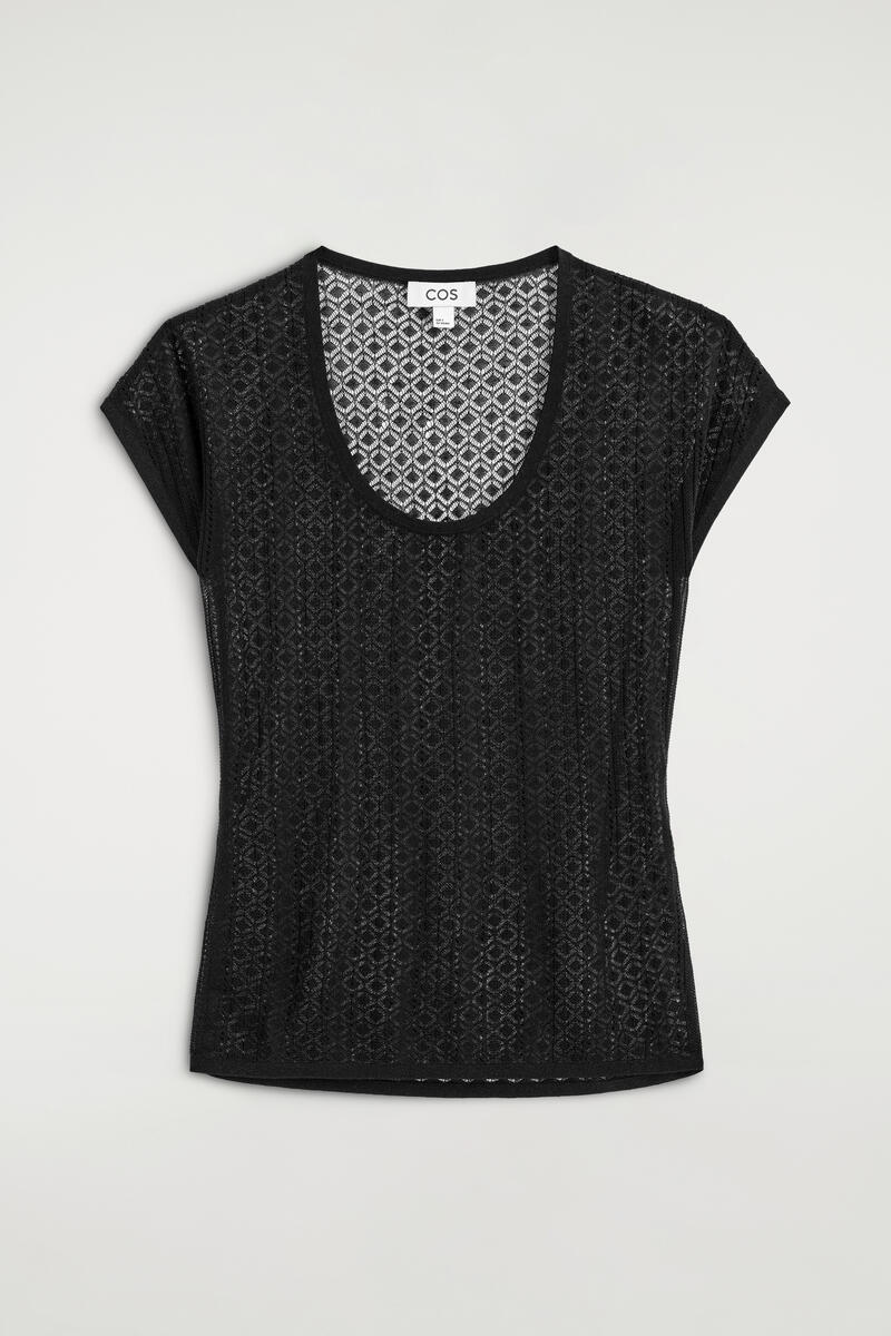 Diamond-Knit Lace T-Shirt