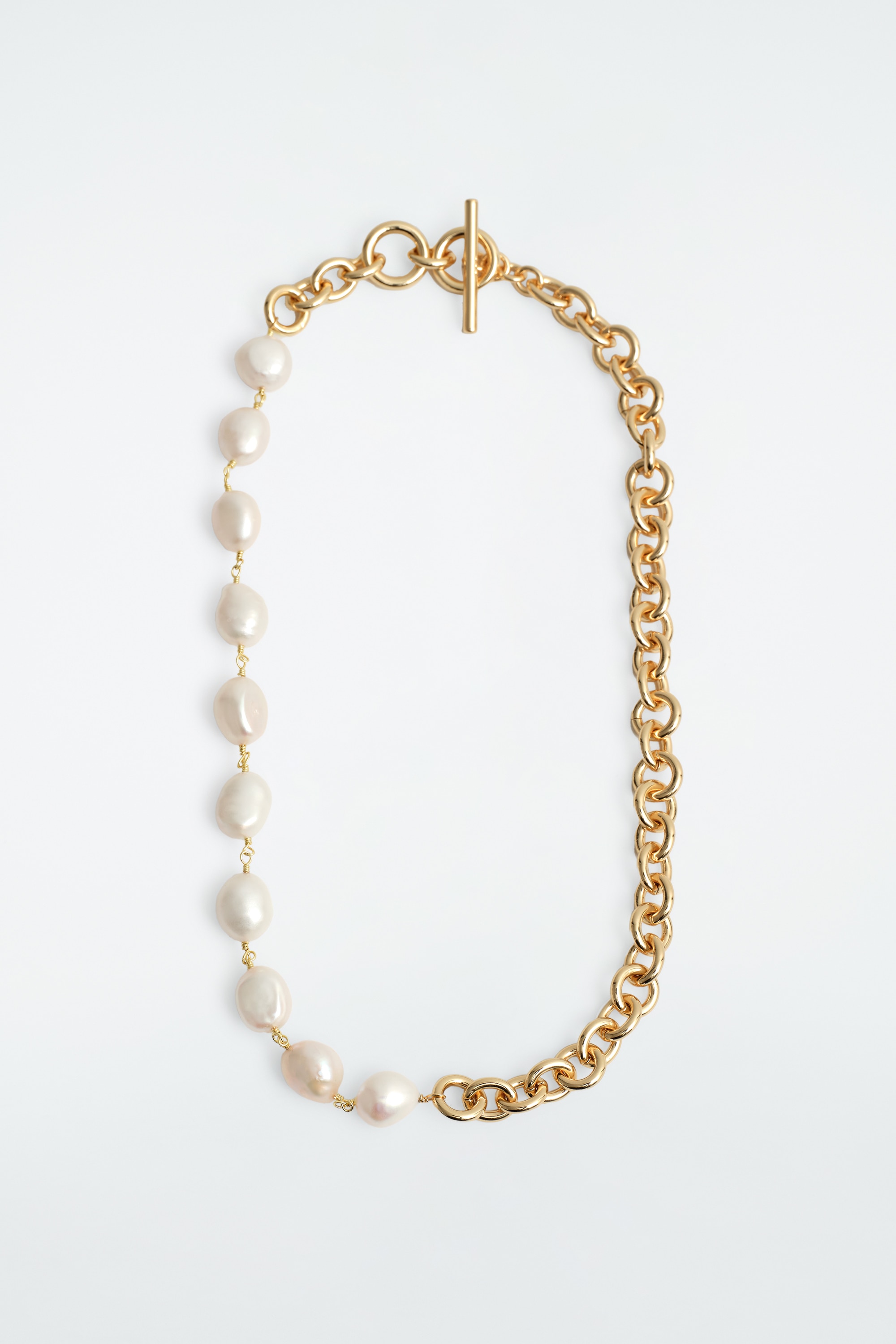 FRESHWATER PEARL CHAIN NECKLACE - GOLD / PEARL