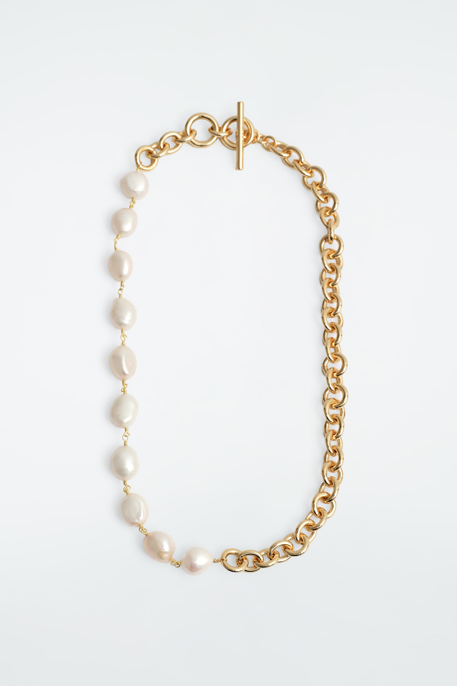 COLLAR DE CADENA DE PERLAS DE AGUA DULCE - ORO/PERLA - 2